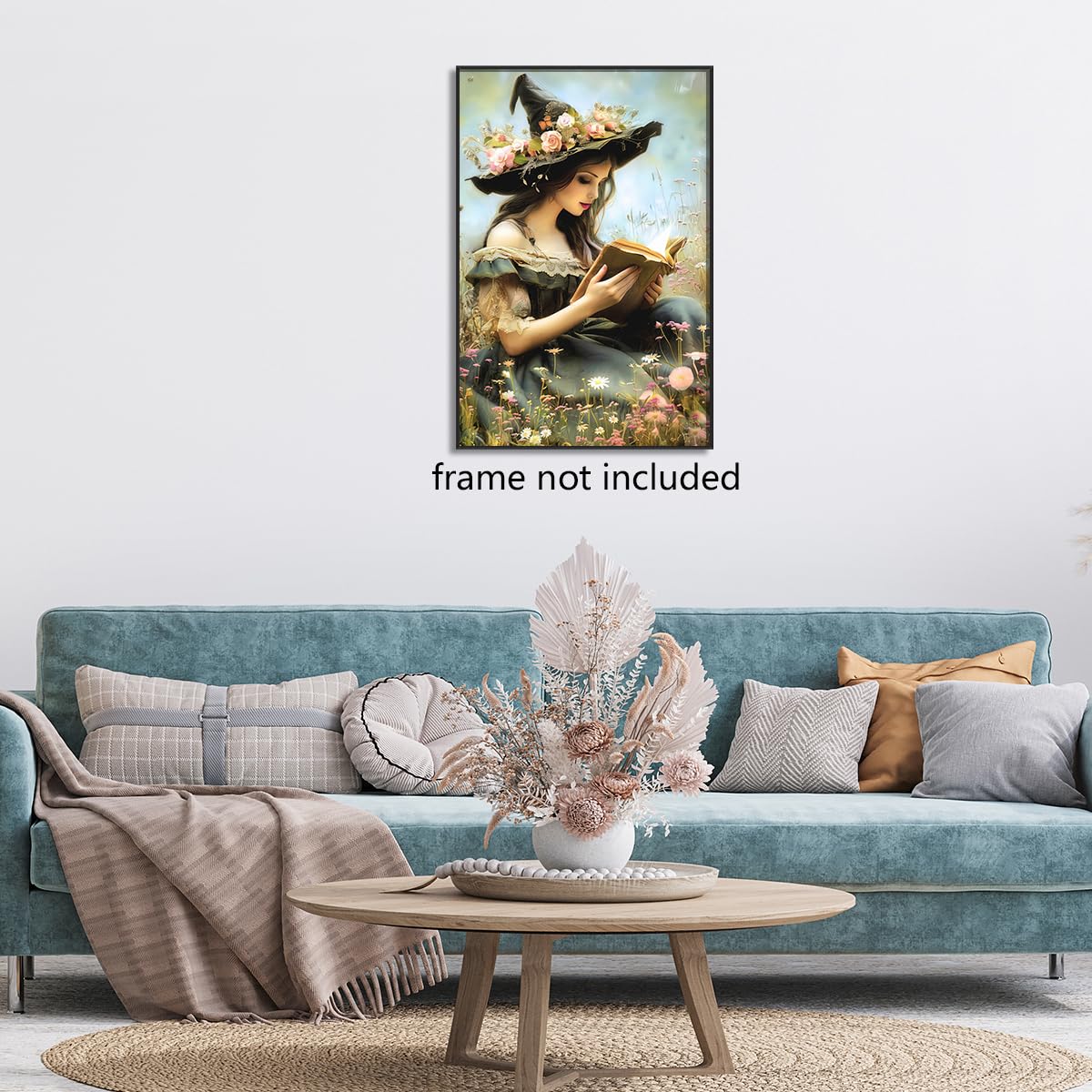 Perasi Quadro Tela Dark Academia - Stampa Vittoriana Con Strega E Libro Incantato - Decorazione Parete Moody 40x60 Cm