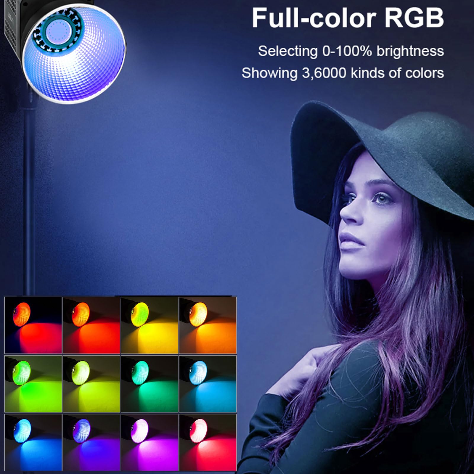 Cryfokt Luz de Video RGB, Iluminación Portátil 2500K-6500K