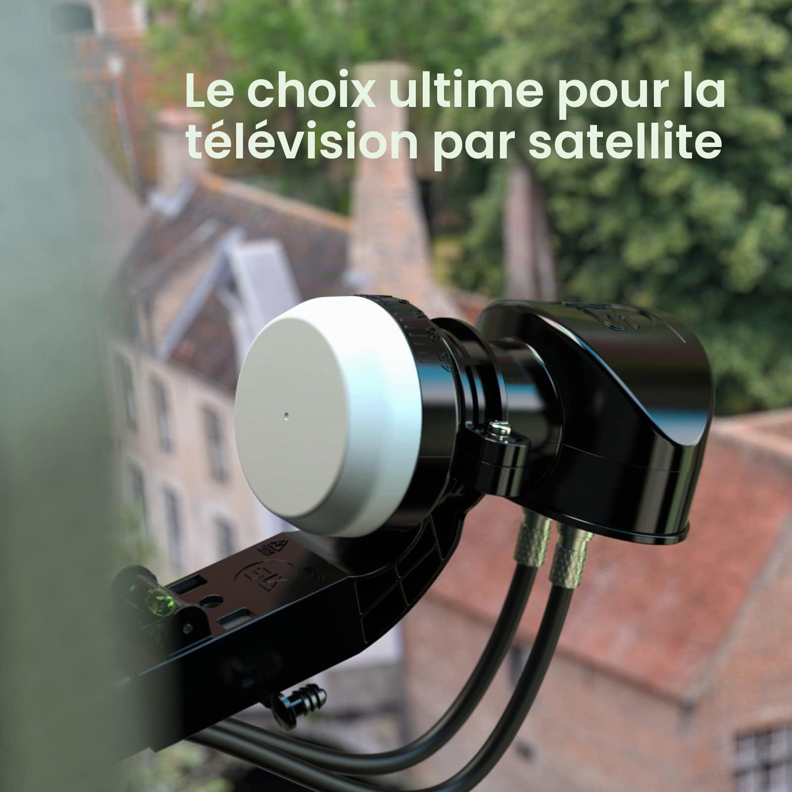 SLX LNB 2 Quad Output, LNB pour récepteur Satellite Freesat/Satellite Band, KU Band, LNB Universel pour Sky HD, Sky HD+, Freesat HD, 25 MHz PLL Crystal, avec Support MK4