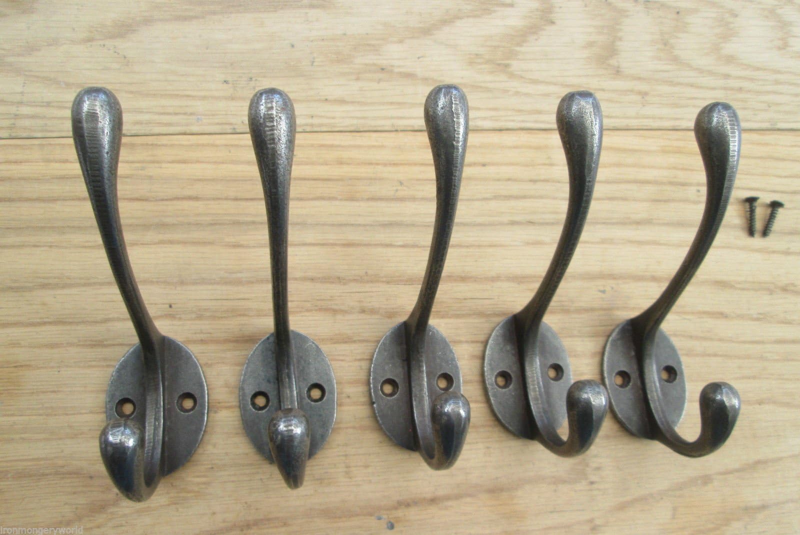 IRONMONGERY WORLD® 2 X CAST Iron Victorian HAT and Coat Hook Natural Old Finish School House Hook