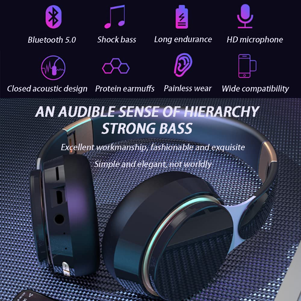 Casque Bluetooth supra-auriculaire sans fil pour adultes, casque DJ hybride avec suppression active du bruit, 20 heures de lecture et, micro intégré, pour DJ/TV/PC/téléphone (rouge)