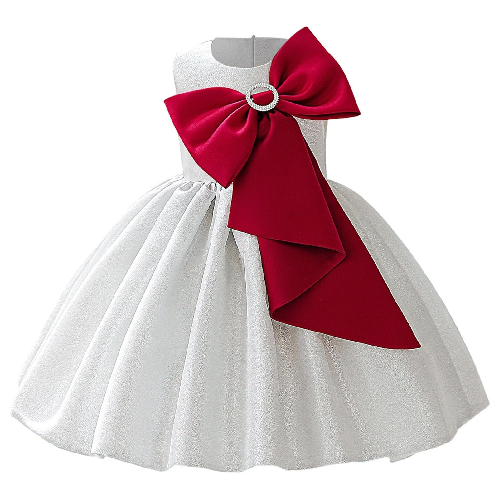 Generisch Kleid MäDchen Einschulung - Elegantes gestuftes Partykleid für mit Schleifenoberteil ärmelloses Design mit hübschen Schleifenmustern ideal für perfekt für den für von 3 bis 8 Jahren