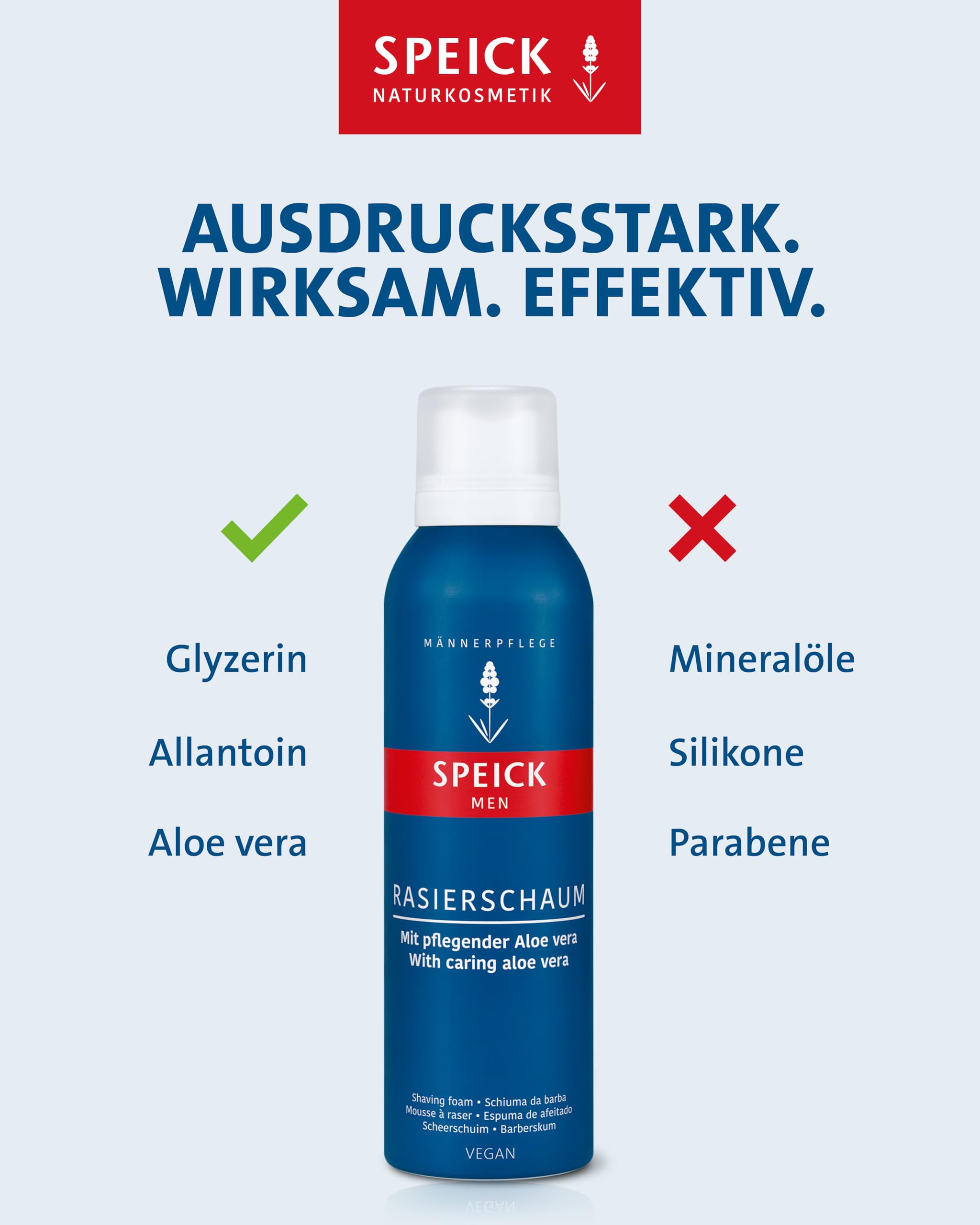 Speick Rasierschaum 10er Pack 10x200 ml für Herren mit Aloe Vera Duft für empfindliche Haut