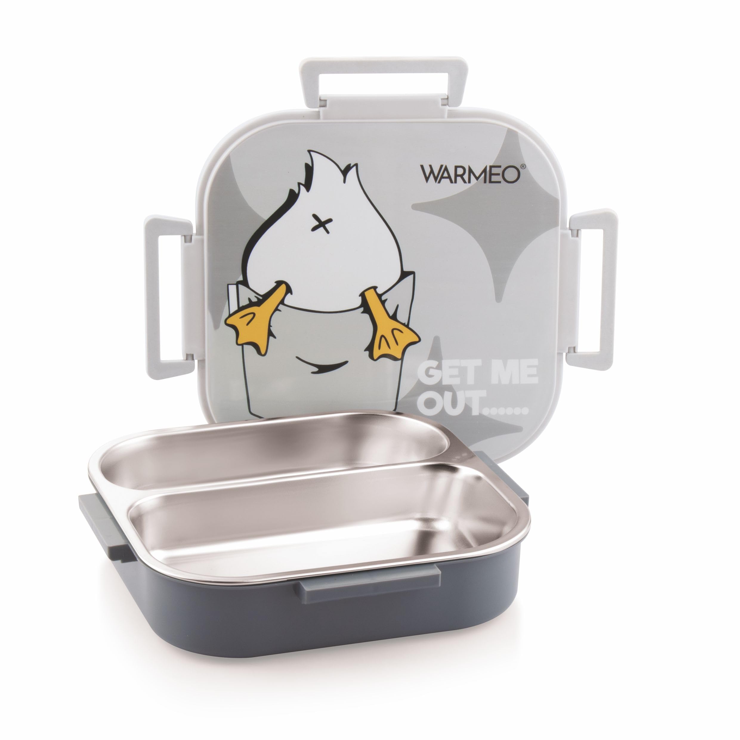 WARMEO Jerry Insulated Lunch Box with Two Compartment BPA Free, Kids Lunch Box,Food Grade Ideal for School, Picnic, Office & Outdoor - 500ml Duck, Stainless Steel