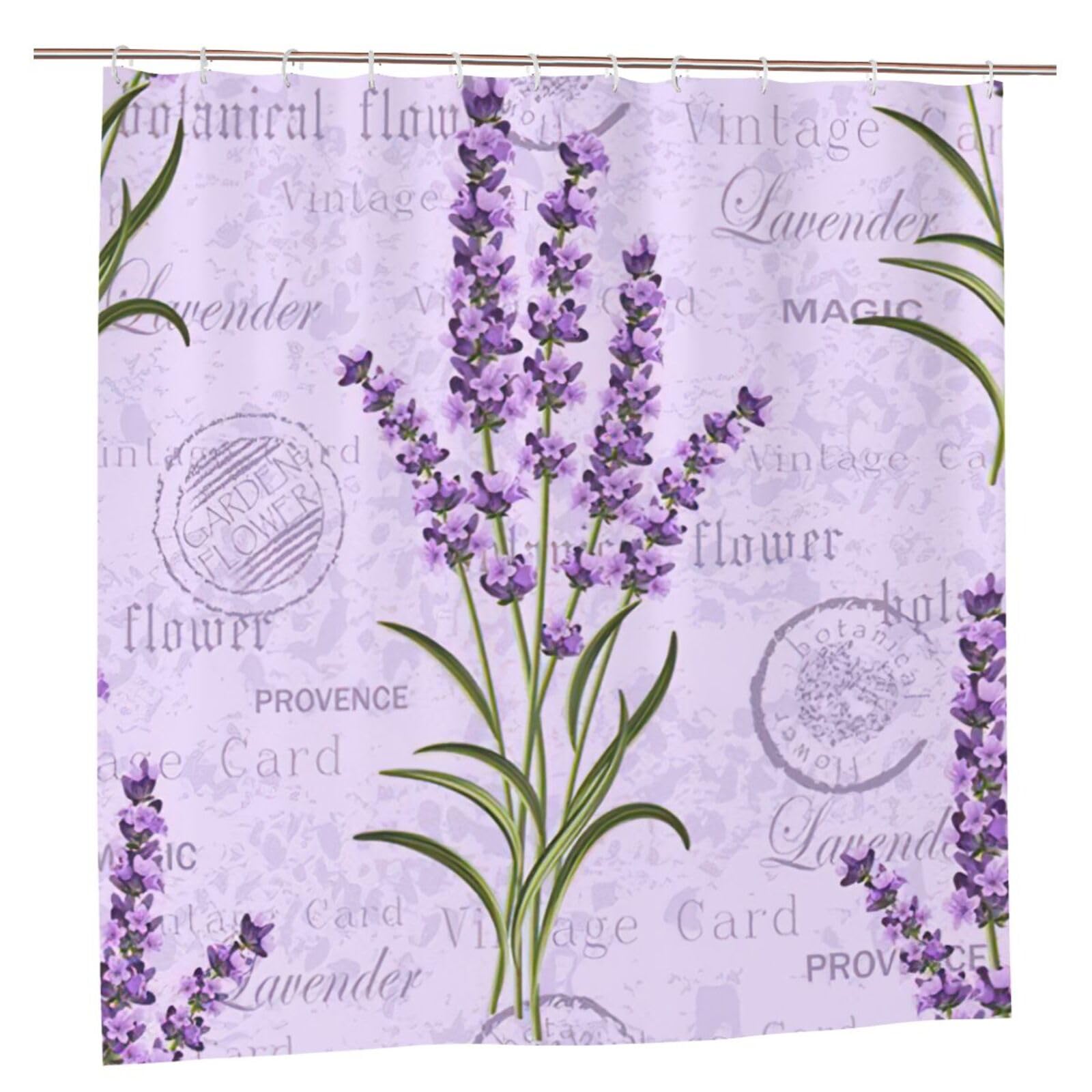 Rideau de douche haut de gamme lavande polyester imprimé durable 183cm