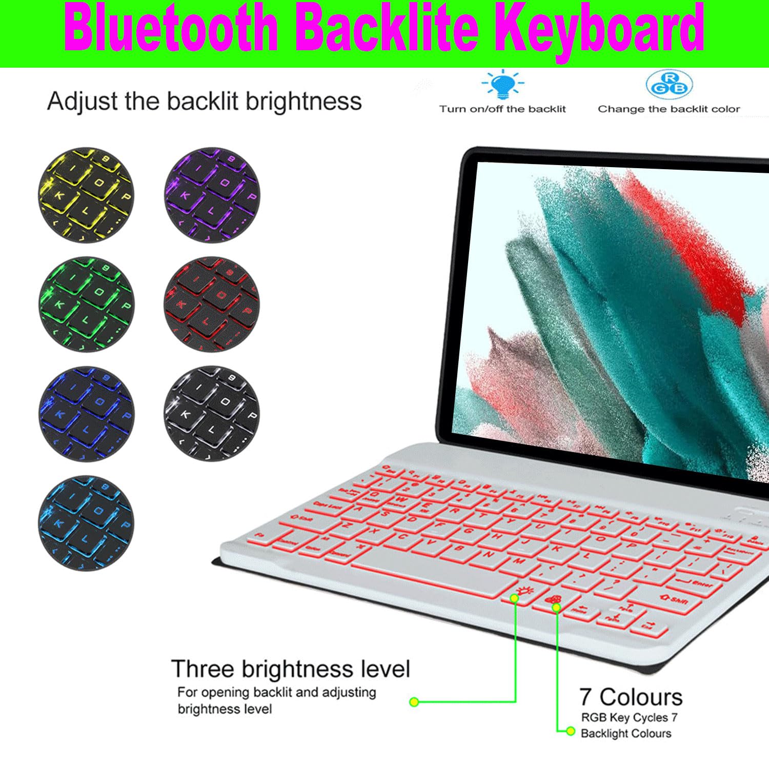 Funda de teclado para Samsung Galaxy Tab A9 Plus de 11 pulgadas (SM-X210/X216/X218) 2023, funda magnética de teclado Backlite 5G A9+ con soporte para bolígrafo S (oro rosa)