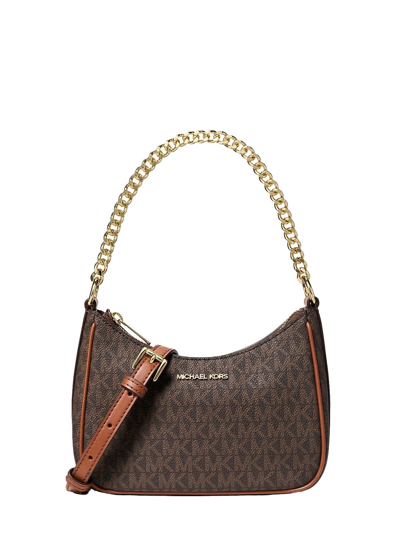 Michael Kors Jet Set Signature Logo Convertible Crossbody Bag Brown