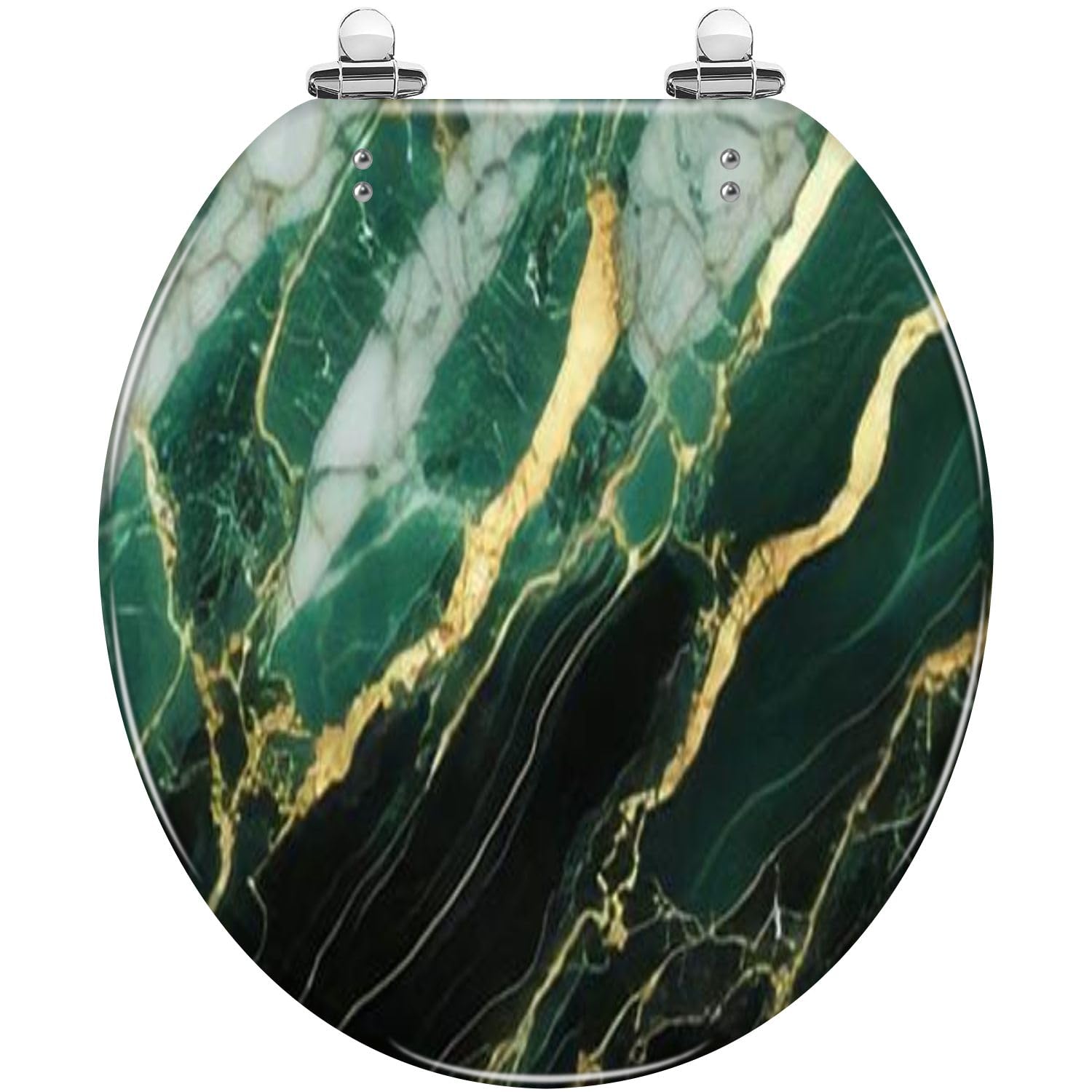 Tazyyzuu Multi7 Abstract Blue Marble Toilet Seat With Golden Veins Resin Slow Quiet Close Quick Release Hinges Easy To Clean(Multi7)