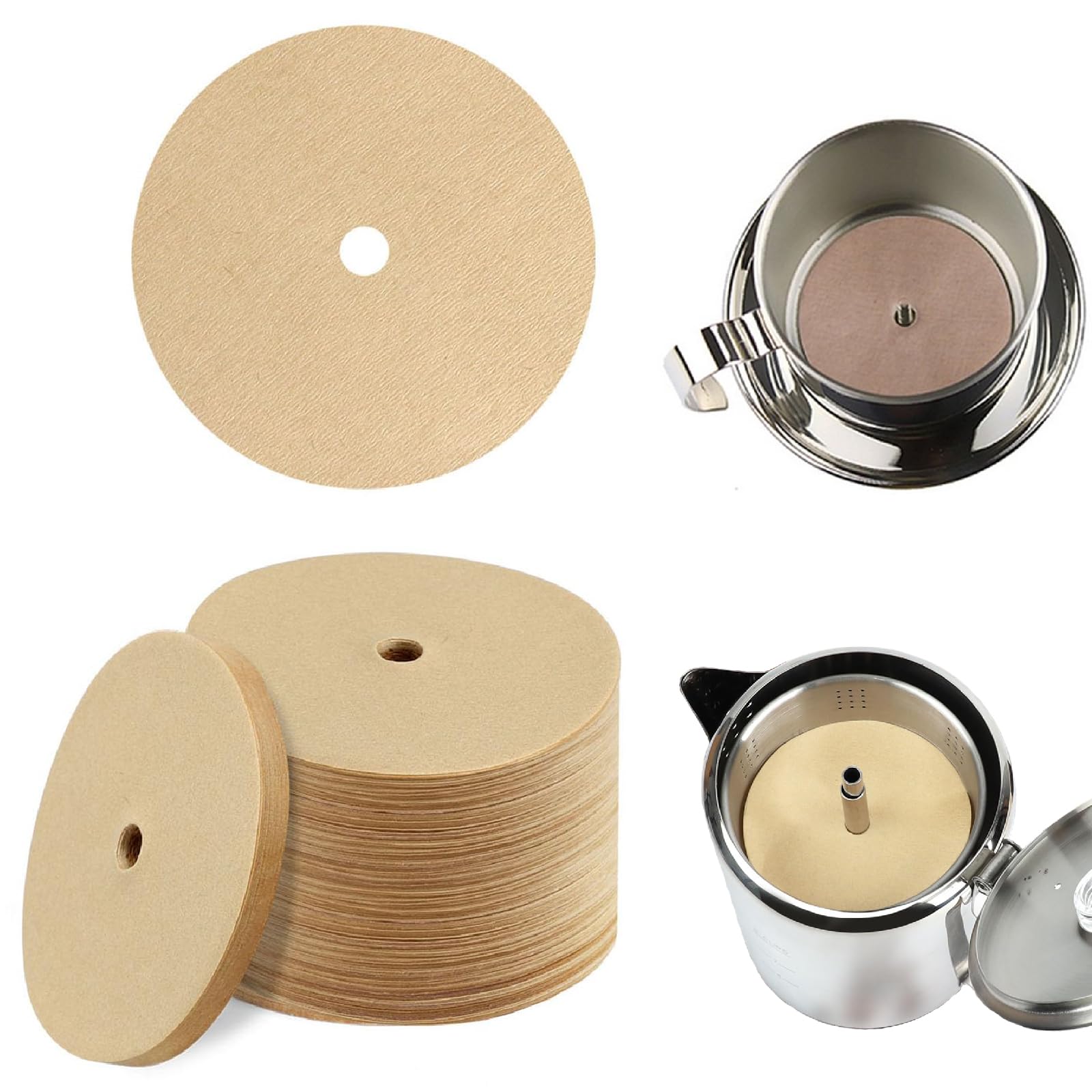 Percolator Coffee Filters — Disc Coffee Filters for Percolators – for Bozeman, Butte, & Scoutmaster Camping Coffee Makers – Perfectly Tasteless, Mesh Filter [100 Pack, Natural, 64mm]-image-32