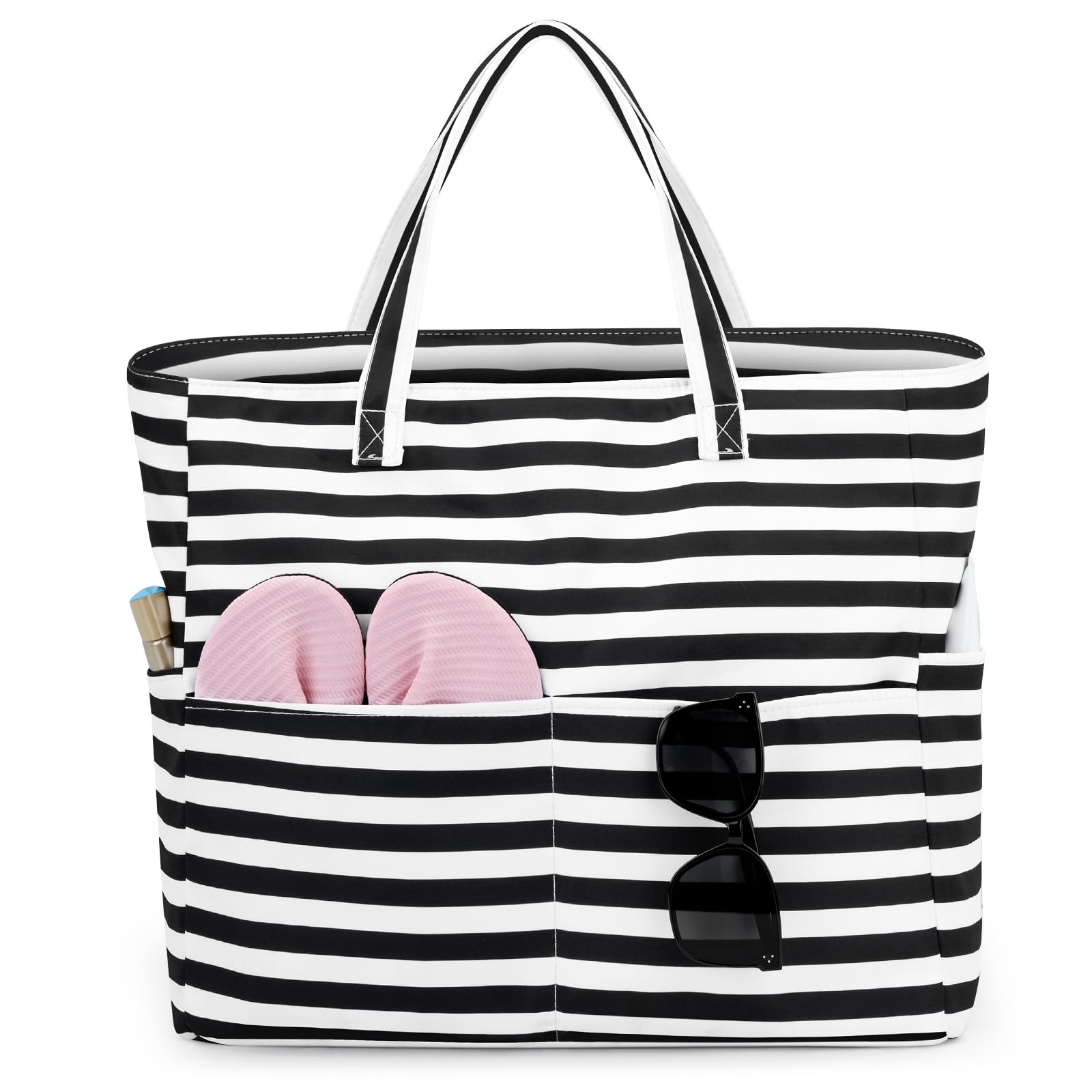 Strandtasche Badetasche Große XXL mit Reißverschluss Familie Beach Bag Shopper Damen, Leicht Faltbare Grosse Schwimmbadtasche, Urlaub Must Have Einkaufstaschen für Reisen Einkaufen Picknick Alltag
