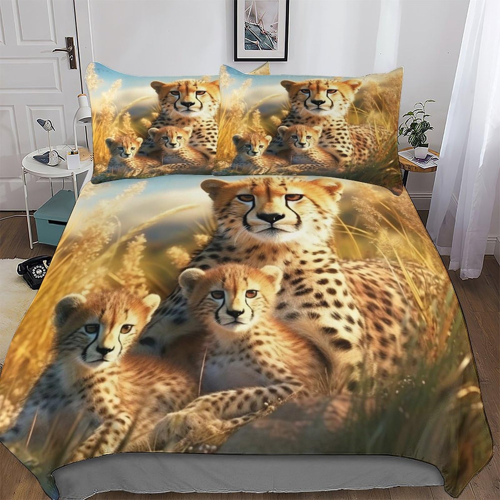 Housse de couette léopard 3D lit double pour transformer la chambre des ados