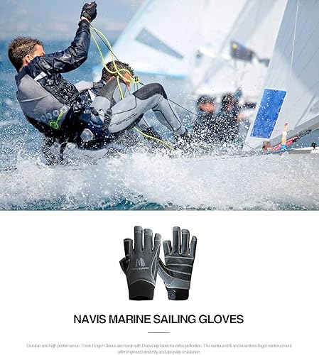 Miniatura 6 de Guantes de vela para hombres y mujeres, remo, barco, pesca, kayak, todos los deportes acuáticos, protección UV perfecta, dedo corto