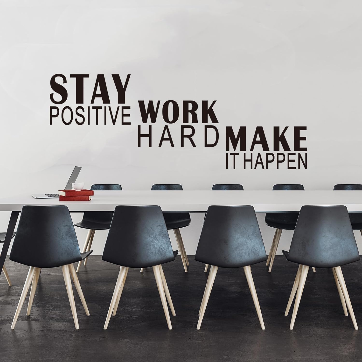Inspirational Quotes Wall Decals for Office: Motivational Positive Vinyl Art Wall Stickers for Gym Classroom School - Stay Positive Work Hard Make it Happen 19" X 36.2"