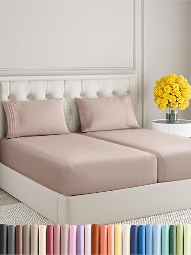 Vista 1252 de Juego de sábanas de 4 piezas tamaño king, extrasuaves, transpirables y refrescantes con esquinas profundas, sábanas de fácil ajuste y sin arrugas