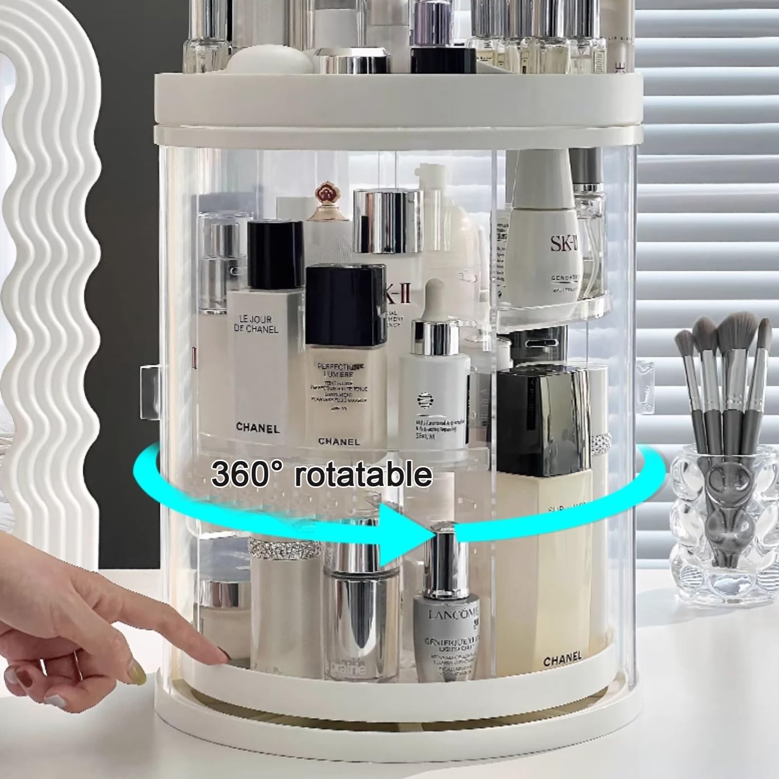 360 Rotierender Make-up-Organizer, Make-up-Karussell-Spinnhalter-Lagerregal, Make-up-Caddy-Regal-Kosmetik-Organizer Mit Großer Kapazität, Ideal for Arbeitsplatten, Transparent
