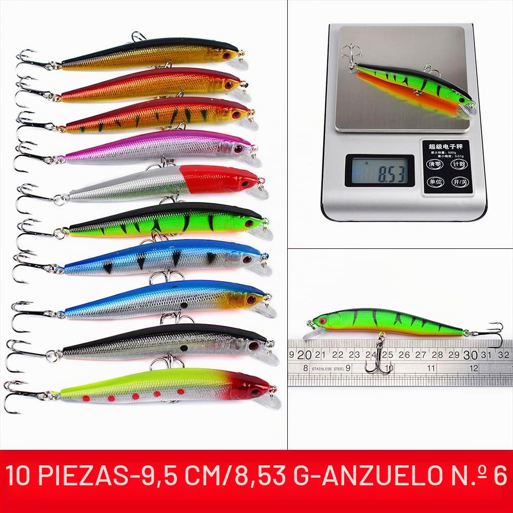 56PCS Señuelos de Pesca con Ganchos, Cebos Artificiales, Swimbait, Manivela, Cucharillas y Accesorios para la Pesca #6