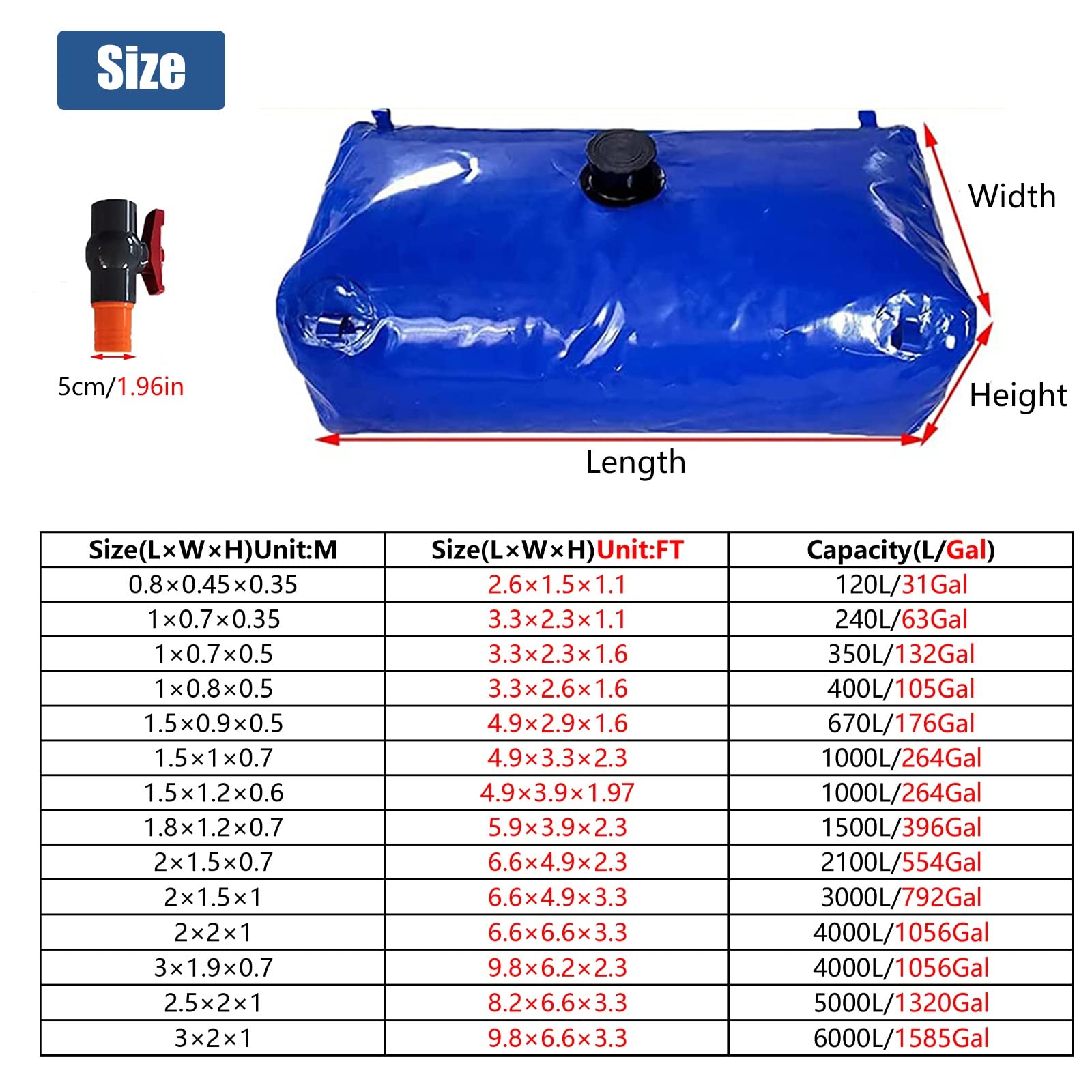Poche à eau d'urgence, sac de stockage d'eau souple portable de grande capacité pour la survie à la sécheresse et la prévention des incendies