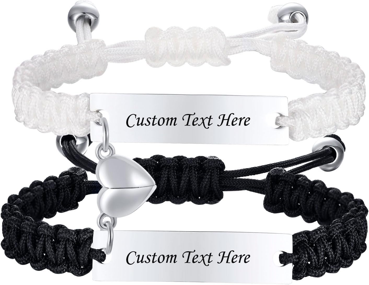 Bracelet Symbolique Yin Yang Aimants VNOX Bracelet Couple Infinity Symbole Coeur Acier Inoxydable Tissé à La Main Couple Bracelet Yin Yang Pour Elle Et Son Partenaire Valentine Cadeau (FBM-1 Cadeau Saint Valentin - 7