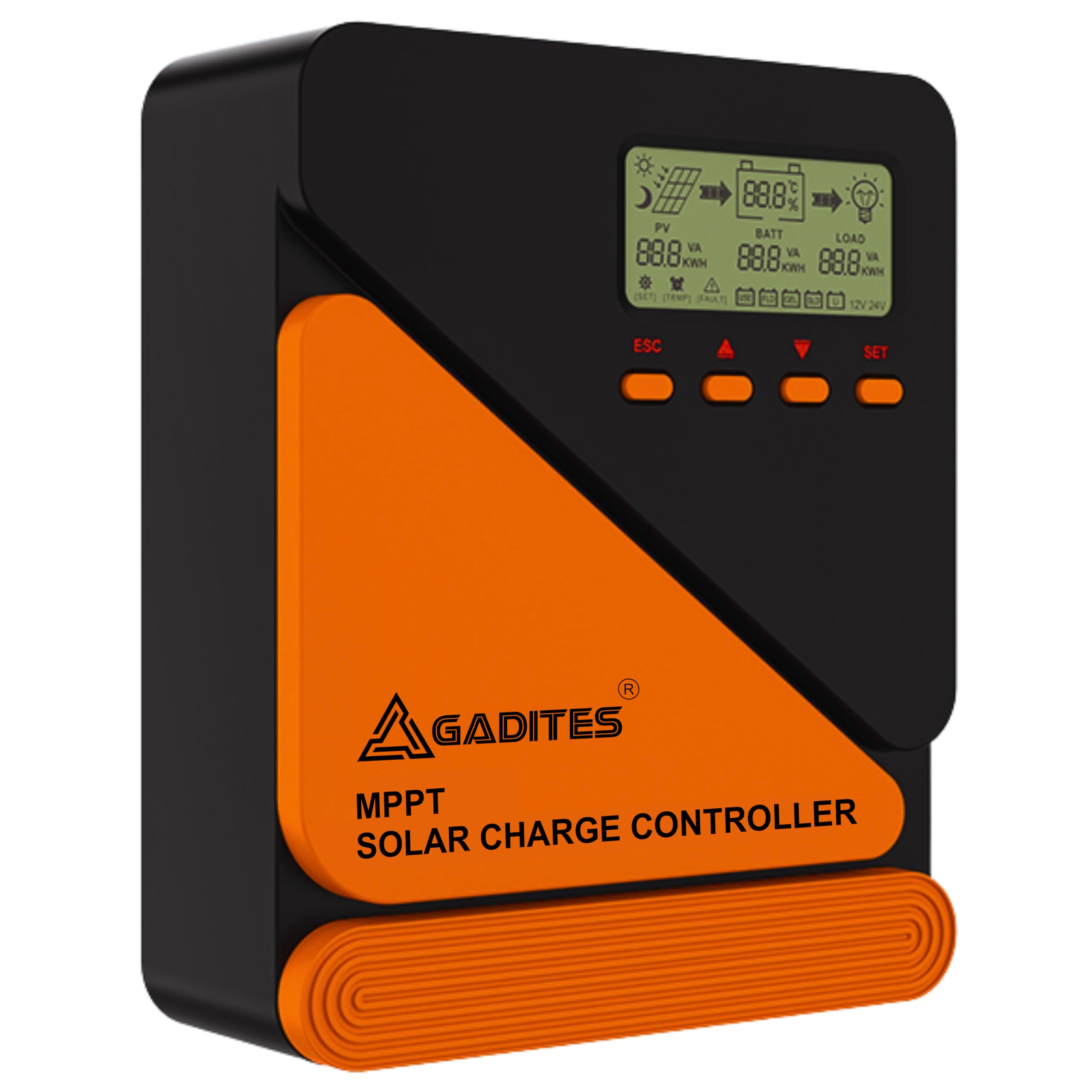 GADITES True MPPT Solar Charge Controller with 5V/3A USB Port, Max 520W, 12V/24V 98% Efficiency Lithium Battery Regulator (20A) (MPTT-20 AMPS)