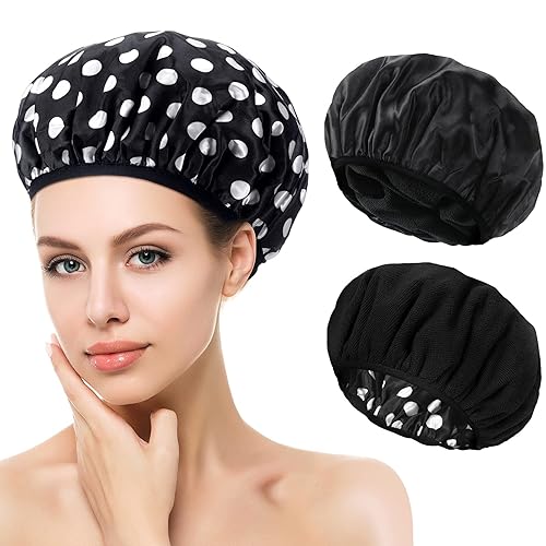 Geyoga Terry Lined Shower Cap - Waterproof Bath Hat