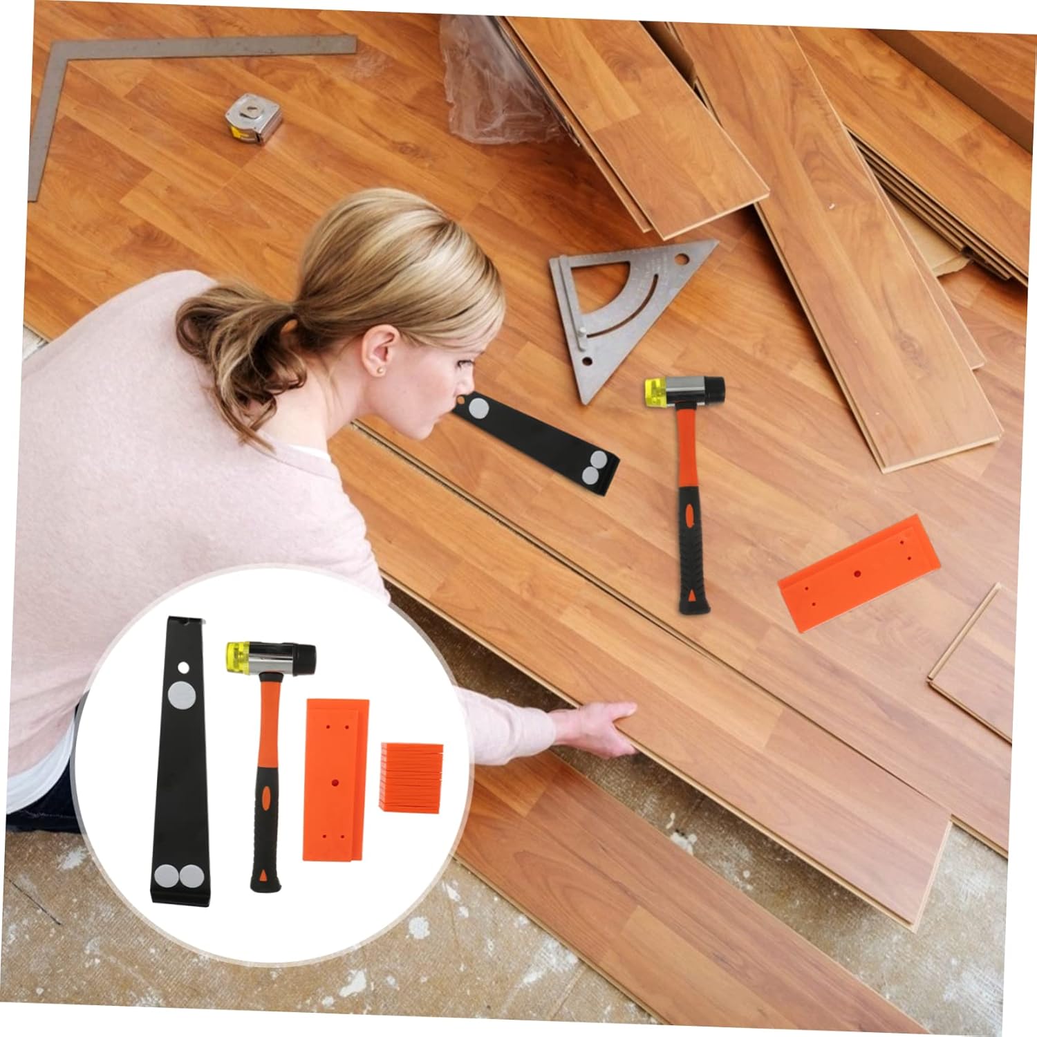 Home Flooring Tool Complete Installation Kit Spacer Pull Bar Hammer Tapping Block for Laminate Hardwood