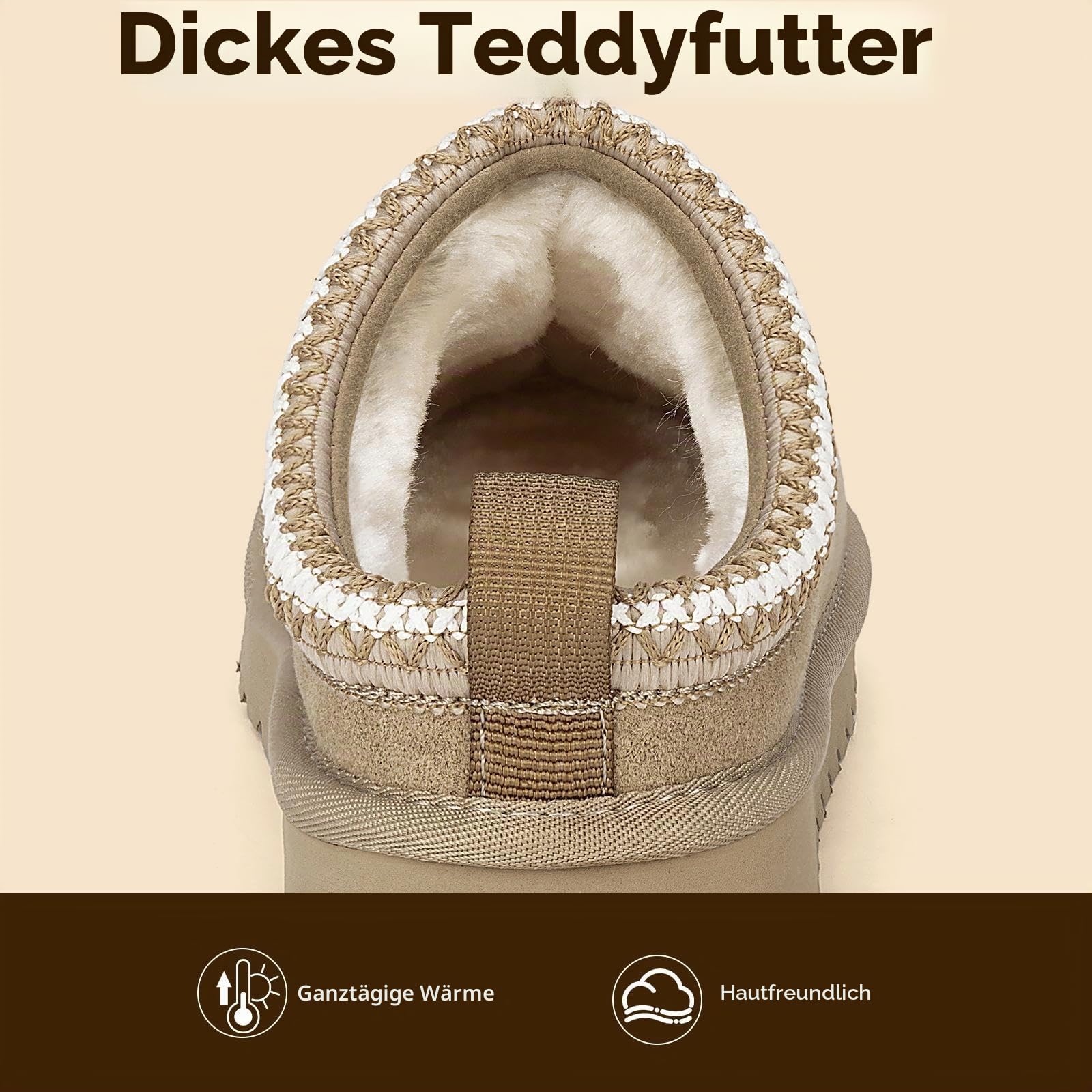 Mishansha Hausschuhe Damen Winter | Warme Plüsch Pantoffeln