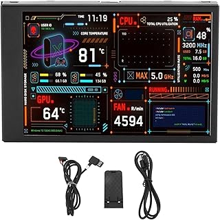 Aeun Computer Temp Monitor, 3.5in LCD IPS Full Sight USB Mini Screen PC CPU RAM HDD Data Monitor, PC Sensor Panel Display Customizable Screen with Visual Theme Editor, Plug and Play