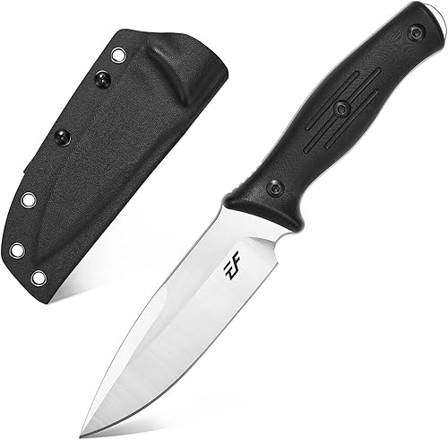 Eafengrow EF140 Cuchillo de hoja fija, hoja de acero AUS-10, mango G10, cuchillo recto EDC resistente para trabajar en campamento y supervivencia