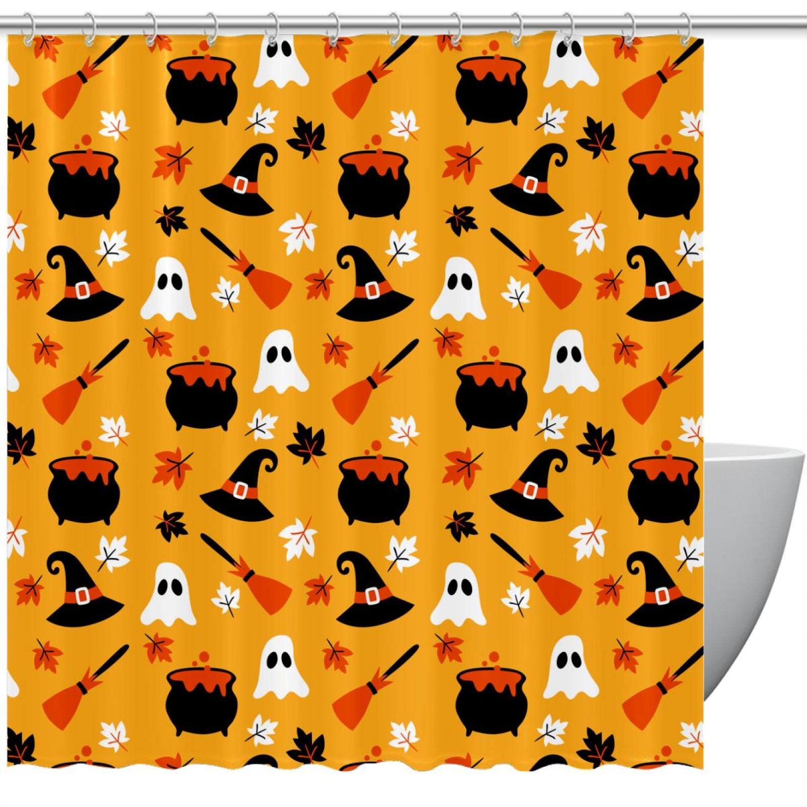 Rideau de douche sans odeur motif fantôme Halloween pour baignoire propre