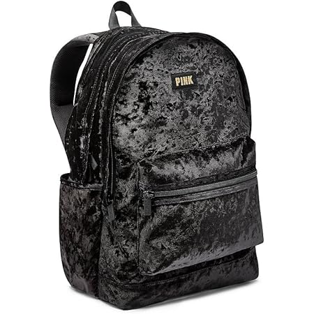 Black velvet pink backpack Clearance
