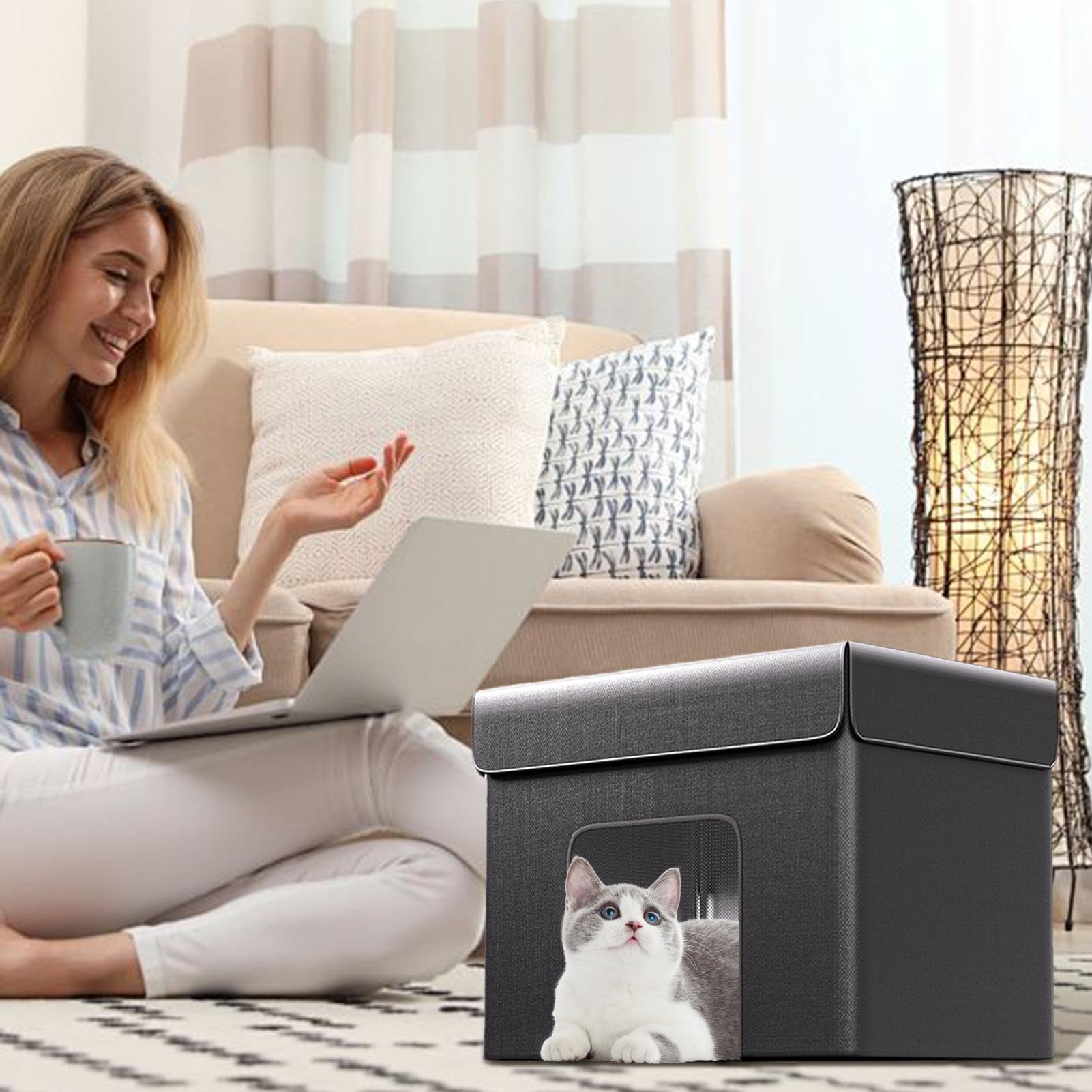 Niche rafraîchissante pour Chat - Nid de Glace d'été Pliable pour Chat | abri Multifonction résistant aux intempéries, Tente pour Chat rafraîchissante en Plein air, abri résistant aux intempéries,