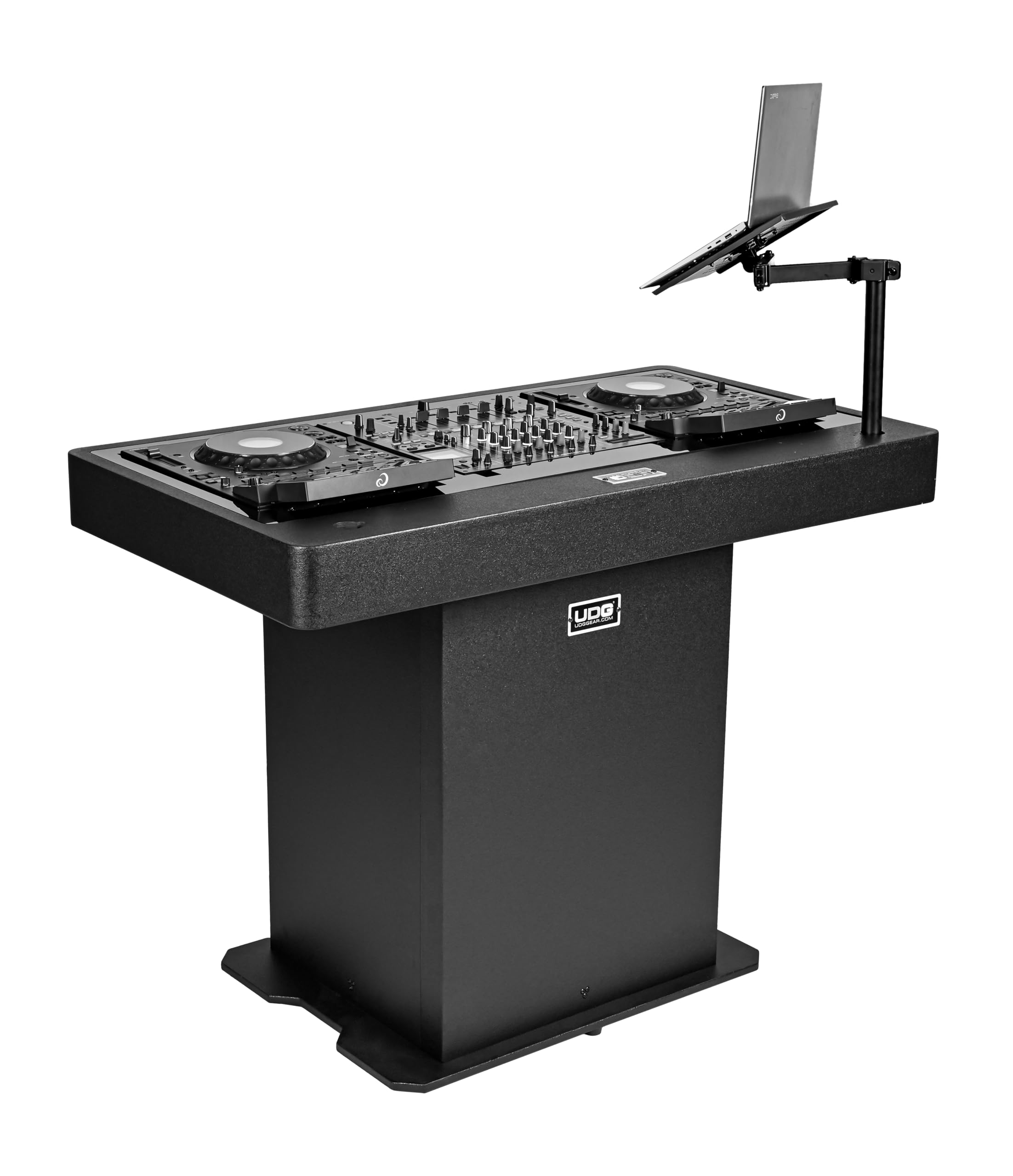 UDG Ultimate DJ Podium Workstation, Schwarz (U91106BL) | Hochwertiges modulares DJ-Podium für saubere professionelle Setups; robust, flexibel und einfach zu konfigurieren