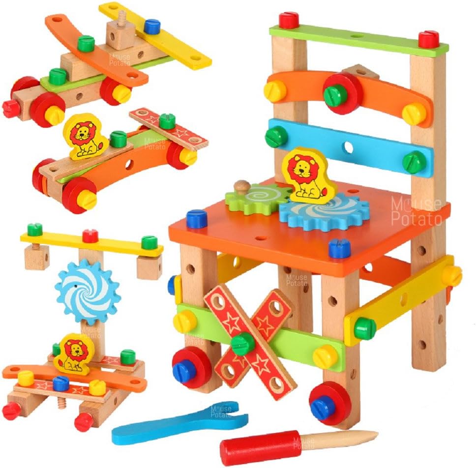 UJIEยฎ Wooden Chair Assembling & Model Building Kit (Multi-Color)