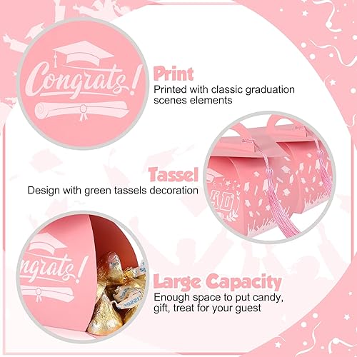 Miniatura 17 de TaoBary 30 cajas de dulces con tapa de graduación 2025, cajas de graduación de graduación, regalos de fiesta con borlas centros de mesa para Negro