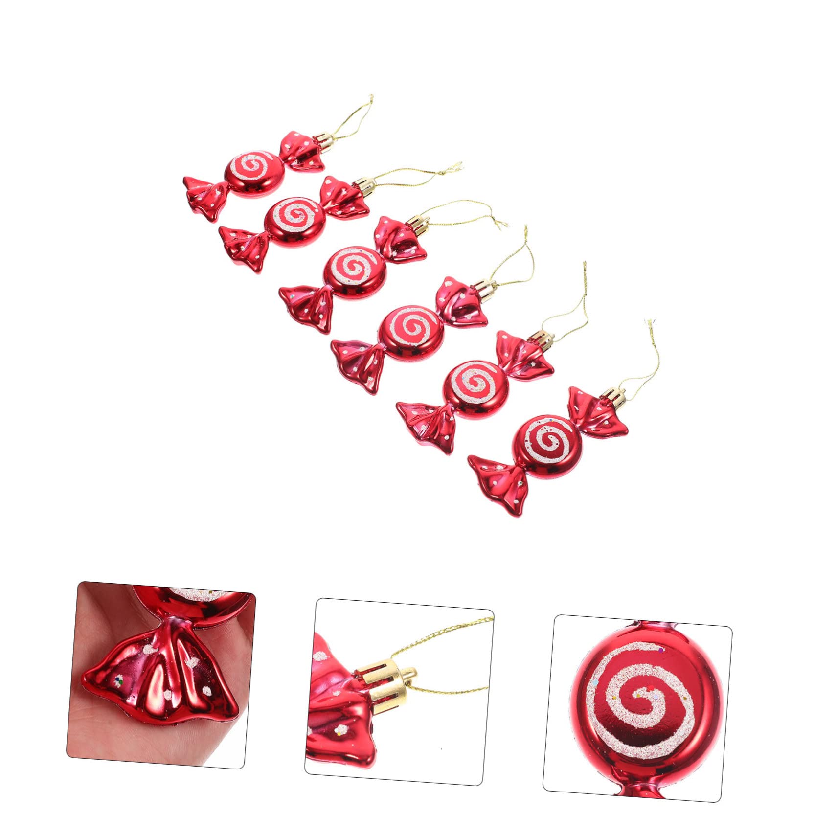 PRETYZOOM 30 Piezas Colgante de de Navidad Adornos de árbol de árbol de Navidad Dulces Colgando Colgantes navideños Christmas Tree Decorations Decoraciones navideñas Rojo