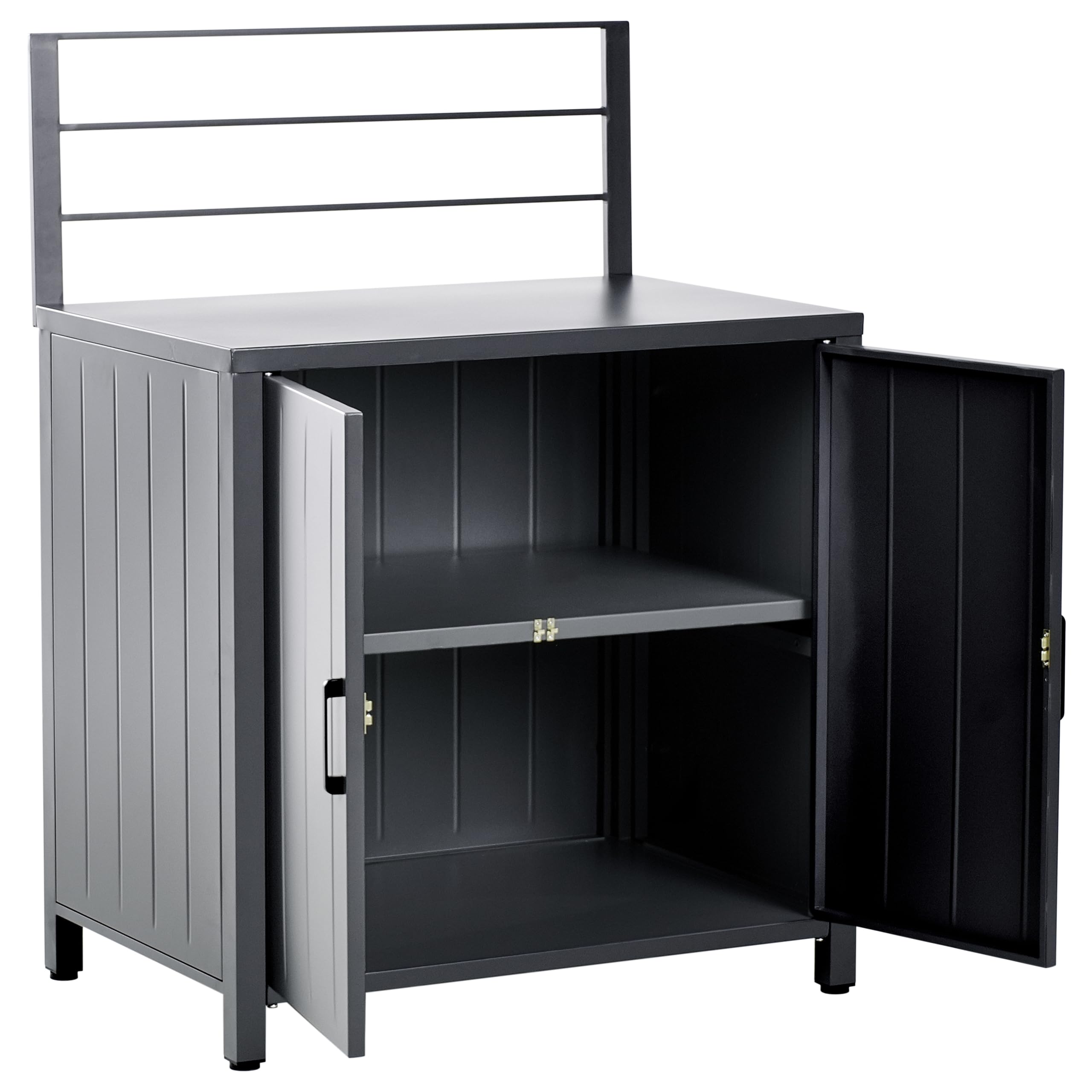 Beliani Set da Cucina da Esterno a 4 Pezzi con Mobile Contenitore in Alluminio Isola e lavello Grigio Grafite