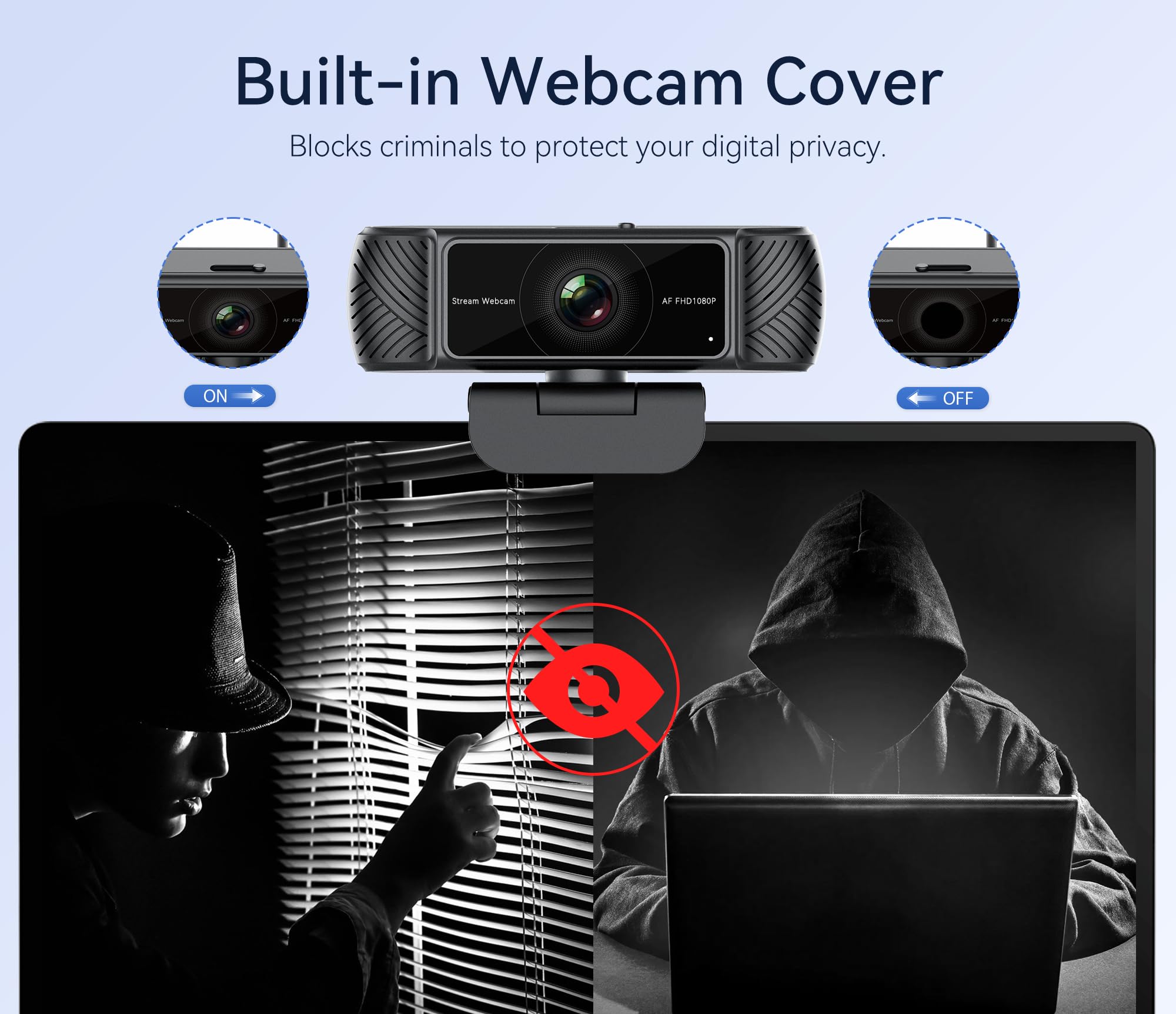 Streaming Webcam for PC - 1080P HD Webcam with Microphone, Privacy Cover, AutoFocus, Noise Cancellation, Auto Light Correction, USB Computer Web Camera, Plug and Play, for Laptop, Desktop, Mac