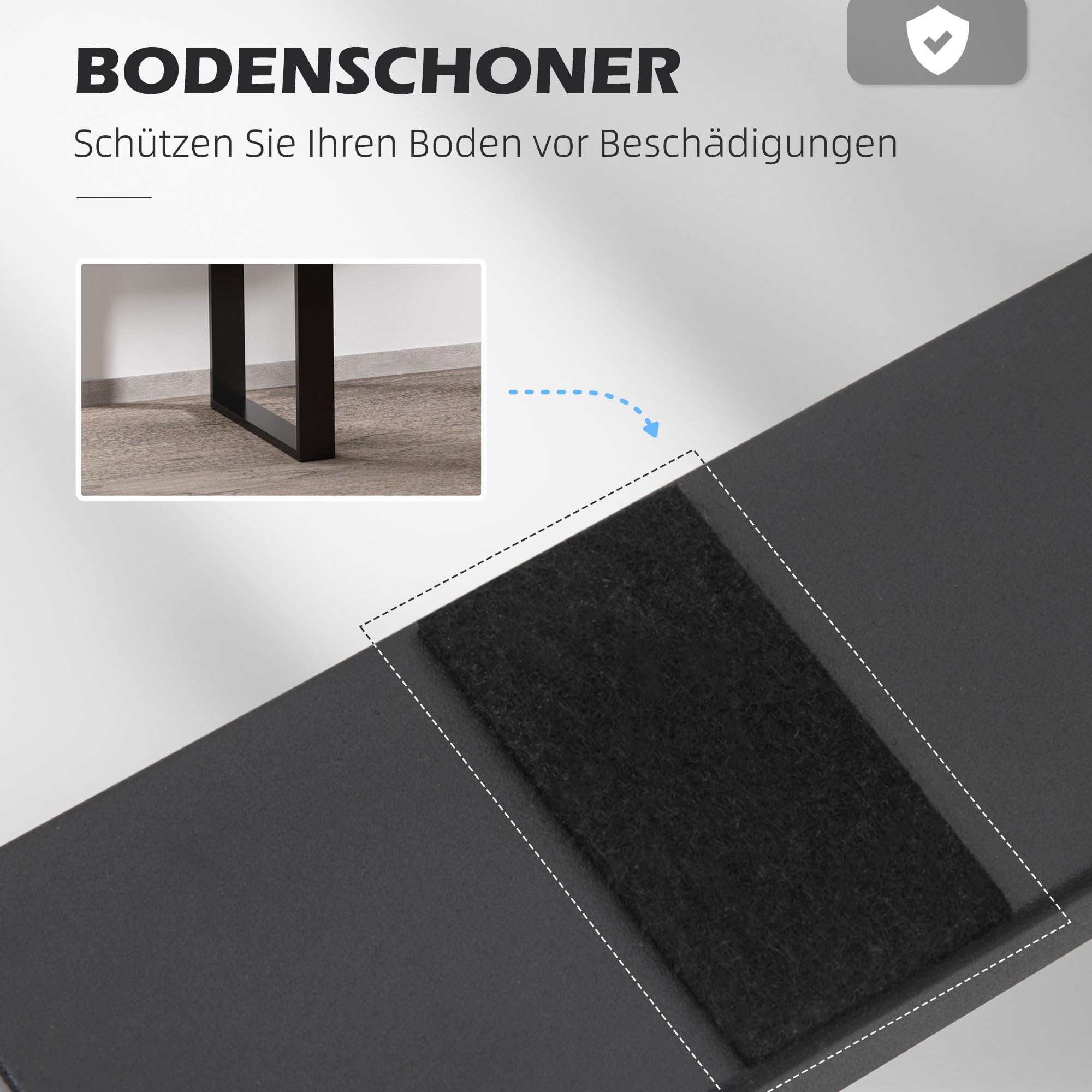 HOMCOM Tischbeine mit Bodenschoner für Esstisch 2er Set 60 x 72 cm Schwarz | Möbelfüße aus Metall, Tischgestell, Tischkufen, für Schreibtisch, Nachttisch