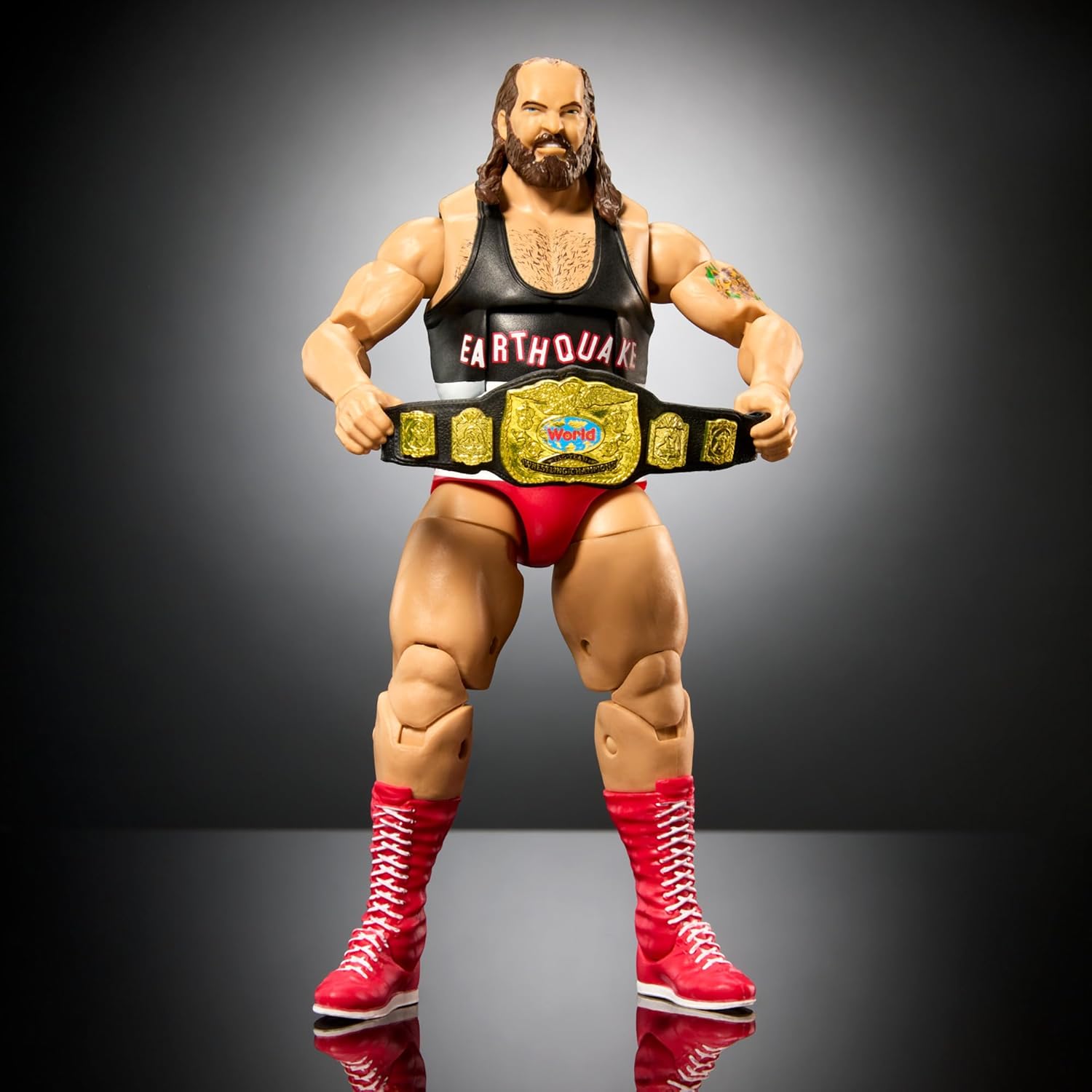 Mattel WWE Elite Action Figure & Accessories, 6-inch Collectible Earthquake with 25 Articulation Points, Life-Like Look & Swappable Hands