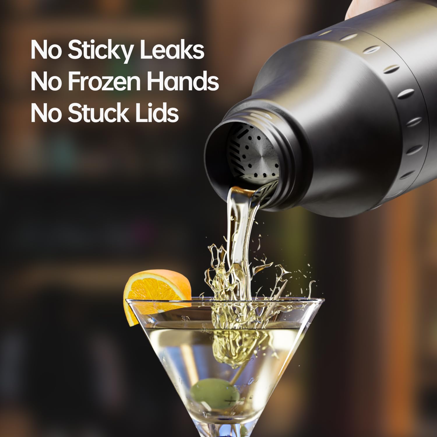 Magcheer Insulated Cocktail Shaker 900ml with Built-in Jigger, Grey, shaker set - Image 2
