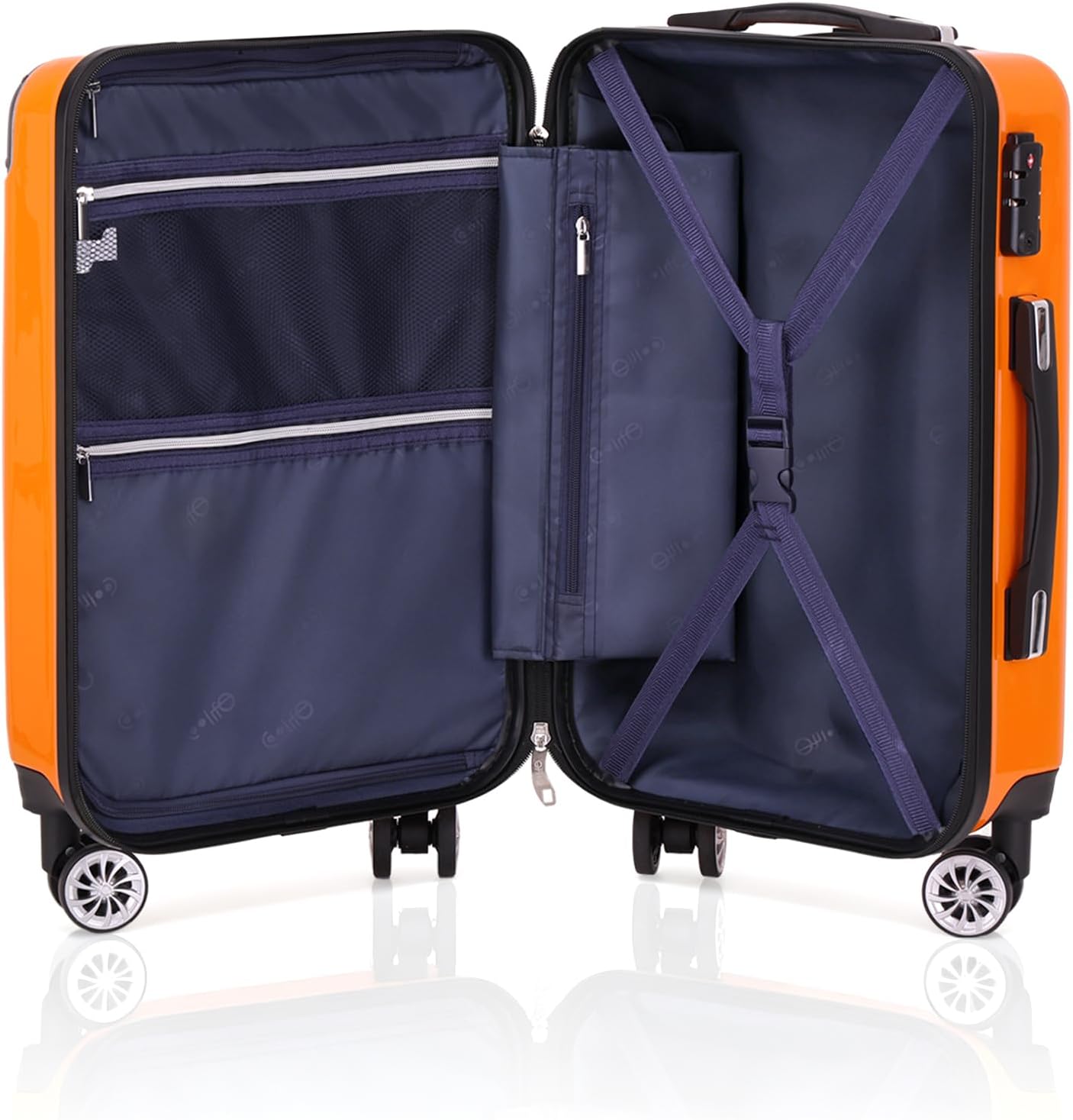 Coolife Carry On Luggage, Suitcase with Durable and Lightweight, carry on suitcase with PC+ABS Hardshell, Dual Spinner Wheels, TSA Lock, and YKK Zipper (orange new, S(20in)_carry on)
