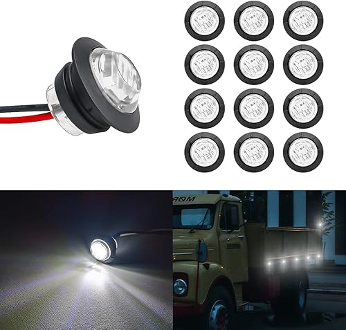 HIPOPY 12 luces LED redondas de 34 pulgadas indicadores de holgura delantera trasera luces intermitentes impermeables universales para remolque