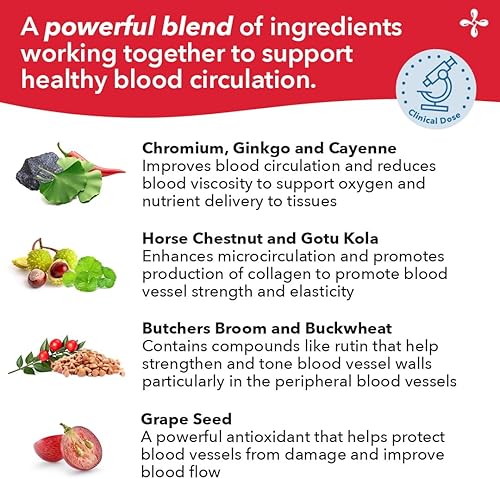 Miniatura 4 de LifeSeasons - Circulari-T - Suplemento natural de circulación sanguínea ayuda a la salud de las piernas y las venas de las manos escoba de carnicero