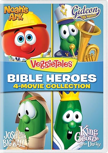 VeggieTales Bible Heroes 4-Movie Collection Noahs Ark Gideon Tuba Warrior Josh and the Big Wall King George and the Ducky DVD