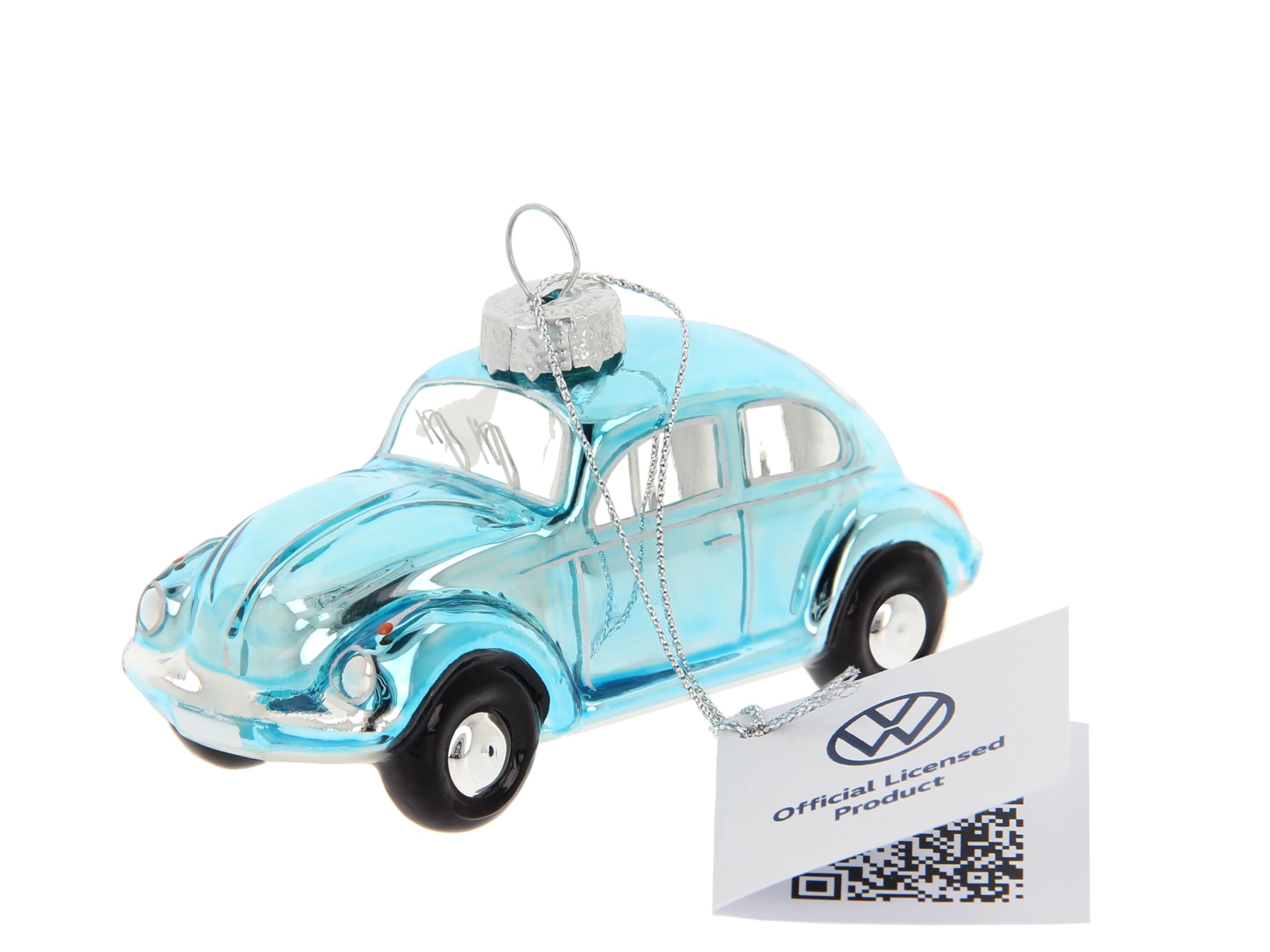 BRISA VW Collection - Volkswagen Beetle Christmas ornament & decoration made of glass in gift box (blue)