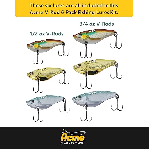 Miniatura 2 de Acme V-Rod - Juego de 6 señuelos de pesca Acme de gran tamaño para lubina, trucha, lucioperca, salmón, lucio, panfish.