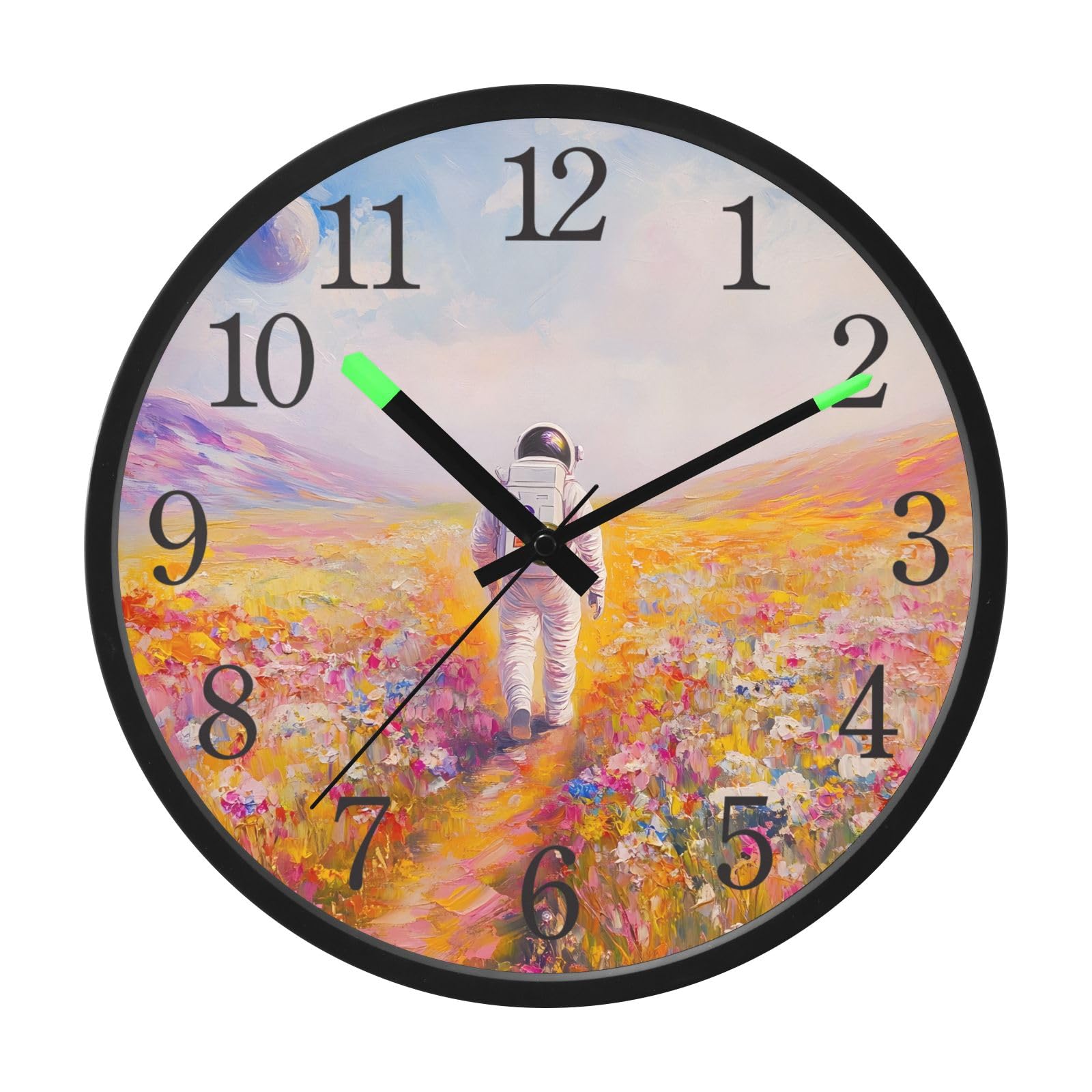 Horloge murale silencieuse de 30,5 cm lumineuse en acrylique décorative pour chambre