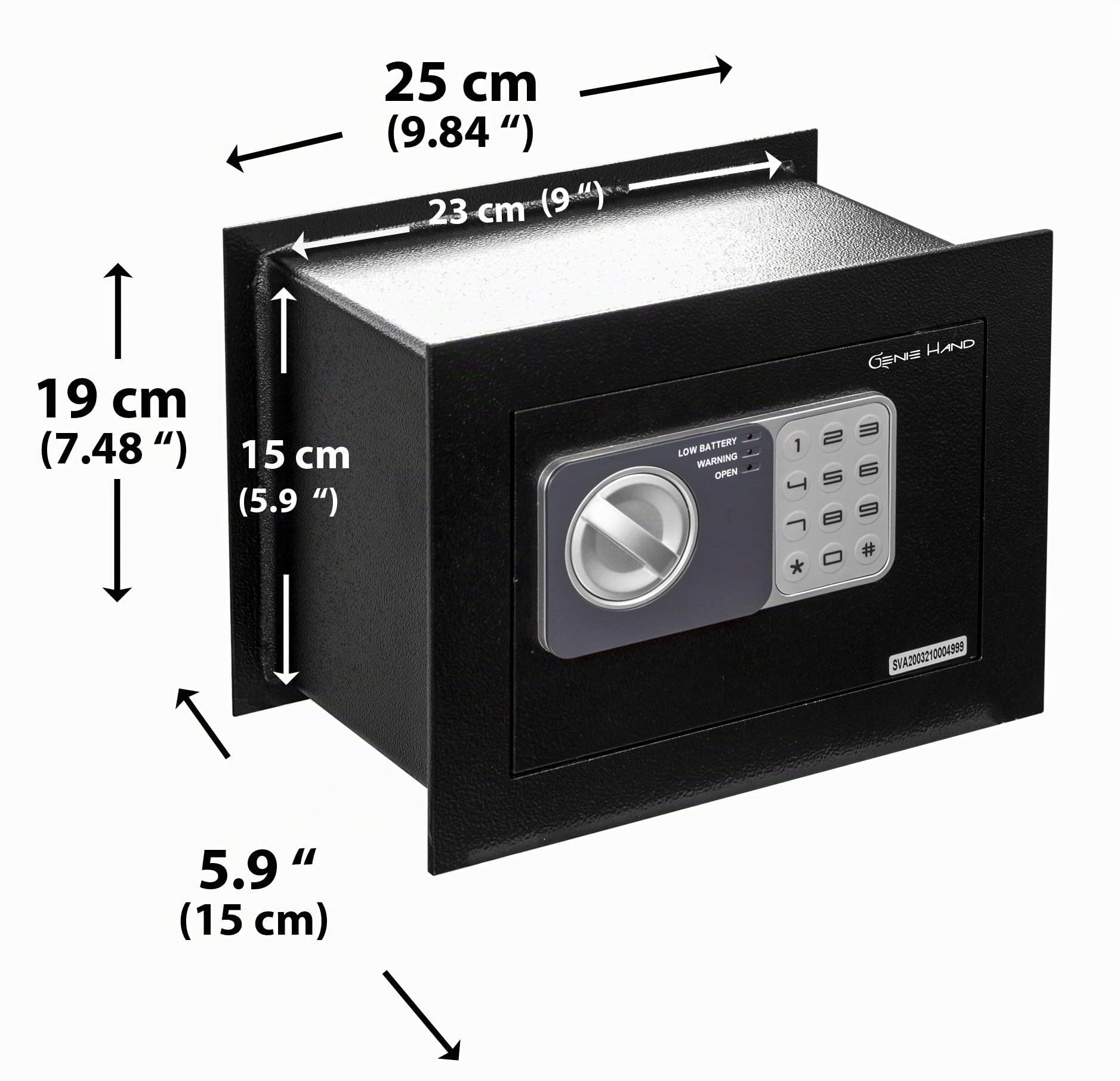 Genie Hand | Coffre-Fort de De Dépôt Mural à Encastrer Électronique avec Code et Clè pour la Maison, B-Class Serrure, Anti-Bounce System et Fente Anti-Pêche