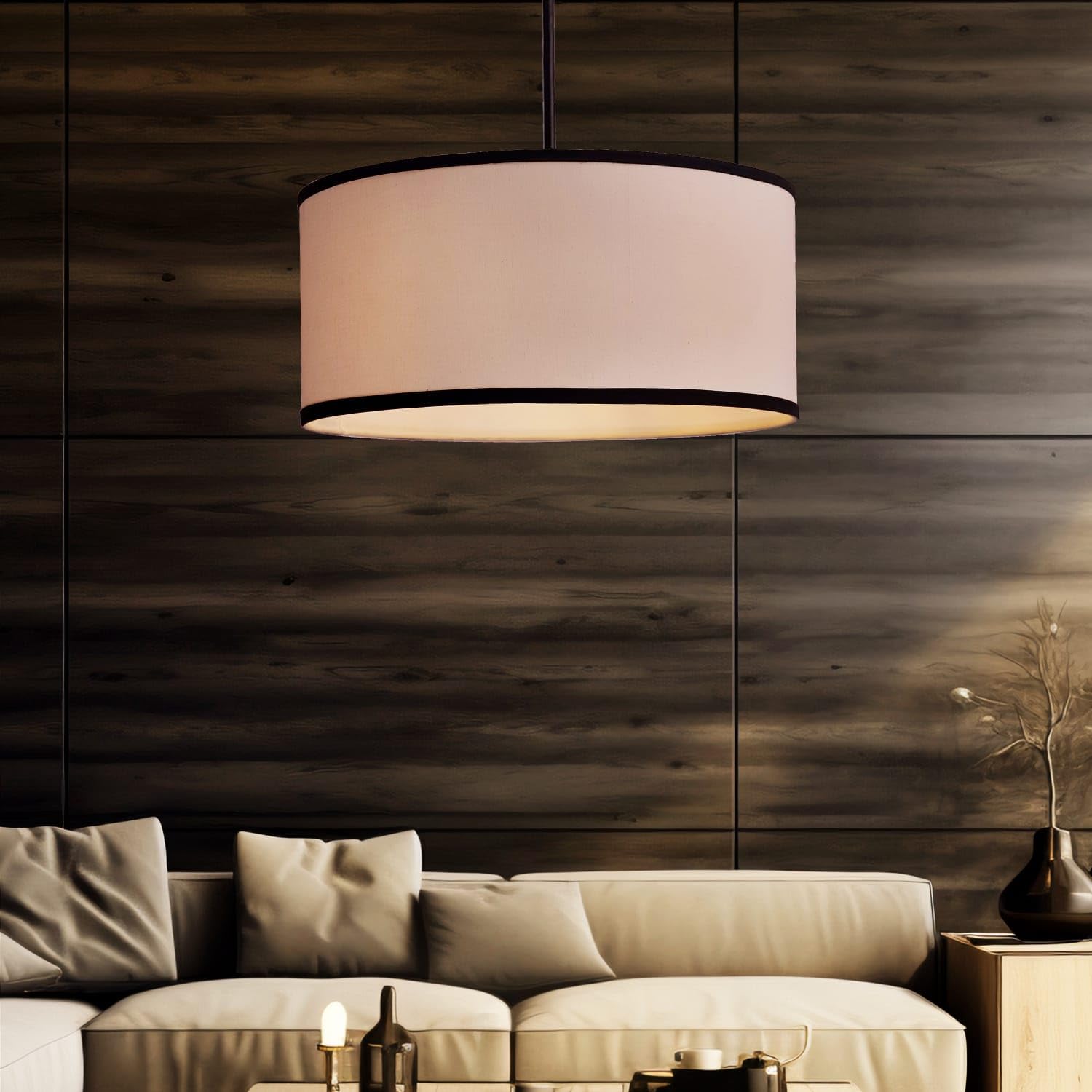 Ayush and Kajal Handicraft Hanging Lamp for Home Decor, Office, Living Room, Balcony and Night Light (White, Large Size, Cotton Fabric, LED, Warm White, Energy Efficient)