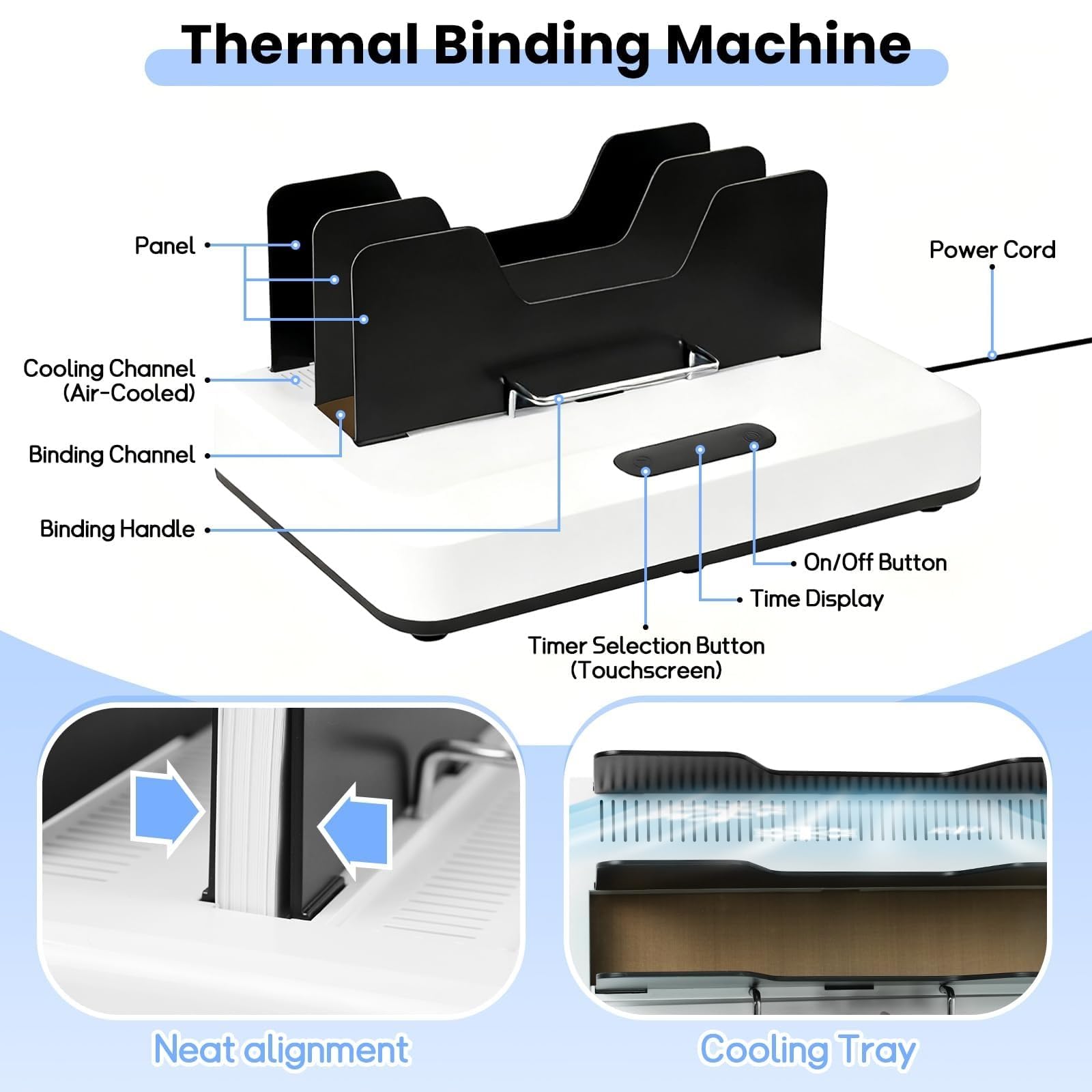 Machine À Relier Thermique, Reliure Thermique Électrique 700 W avec Écran Tactile Numérique Et 3 Réglages de Temps, Capacité de 600 Pages, Machine À Reliure de Livres pour Rapports de Bureau